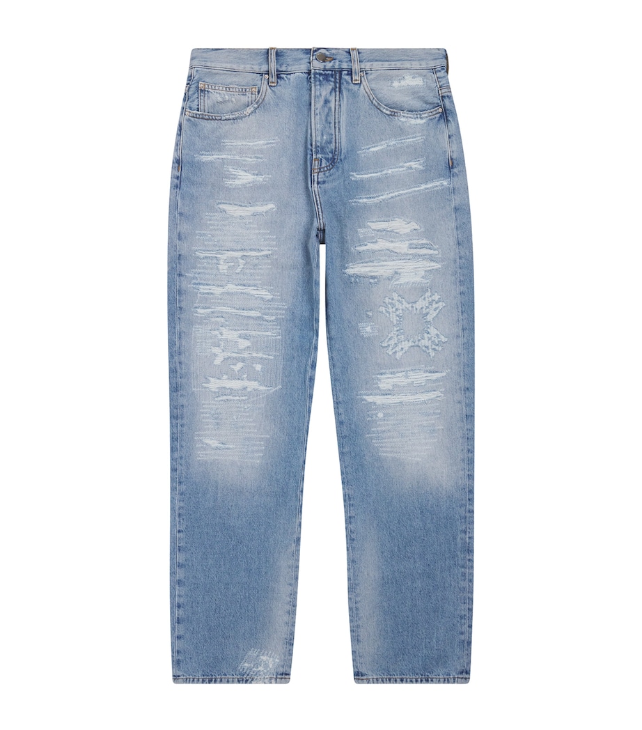 Monogram-Repaired Straight Jeans SURF INDIGO Image 1