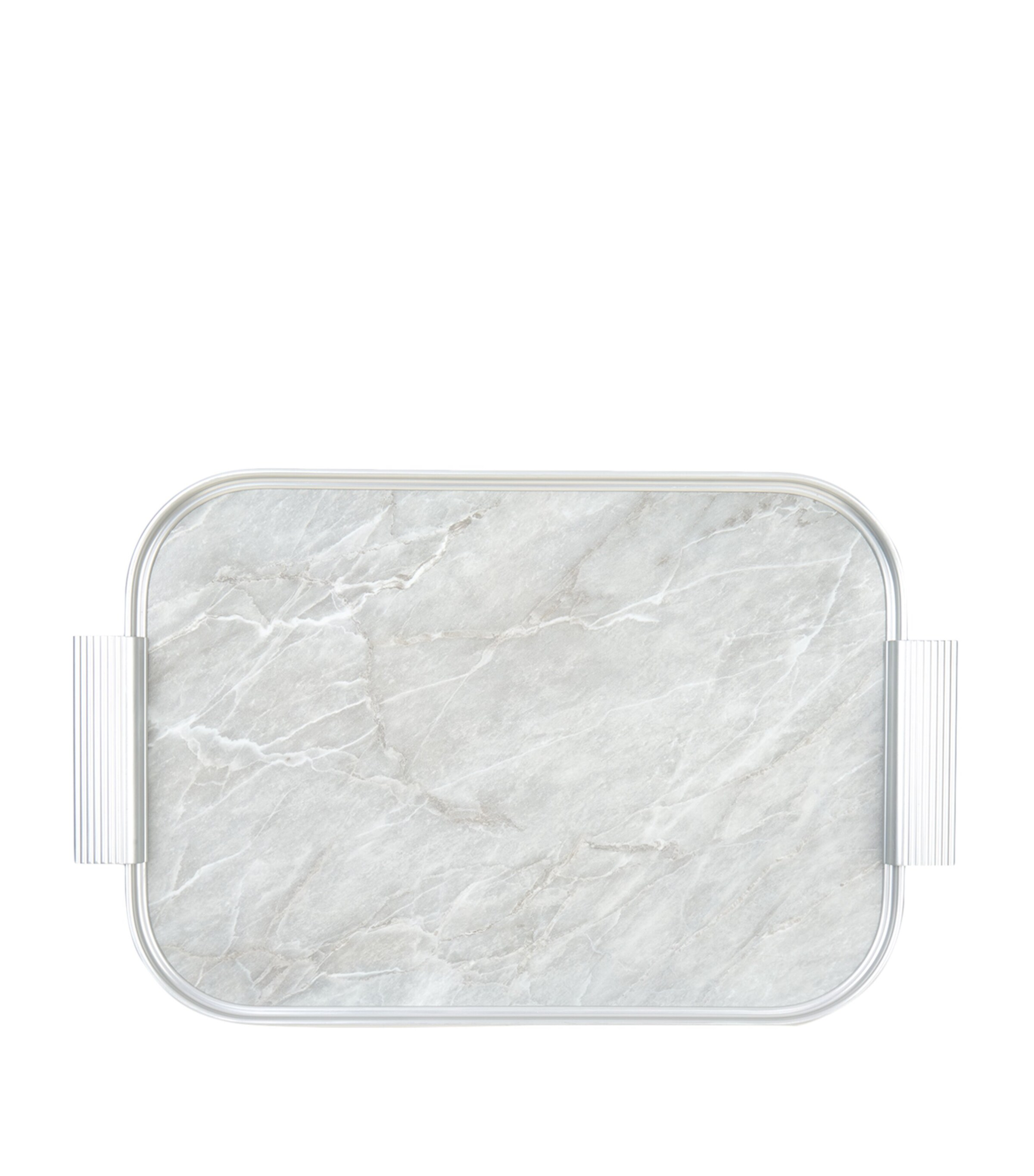Ribbed Tray (35cm) SILVER WHITE MARBLE Image 2