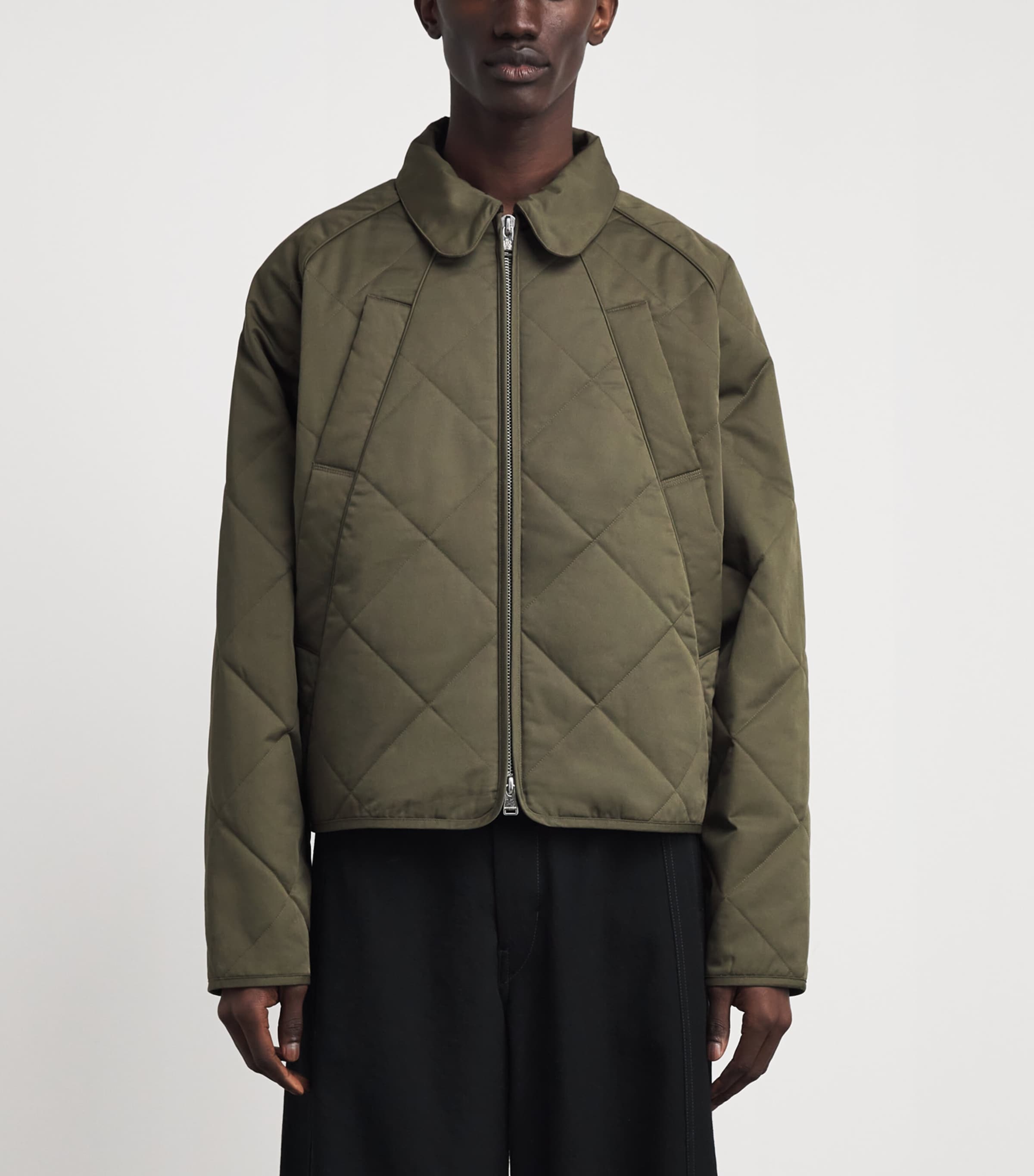 about:blank Mens Cotton Diamond Quilted Jacket Sage Image 4