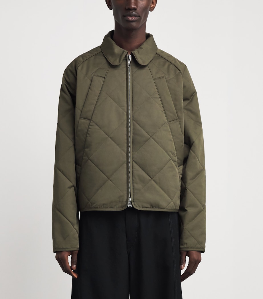 about:blank Mens Cotton Diamond Quilted Jacket Sage Image 4