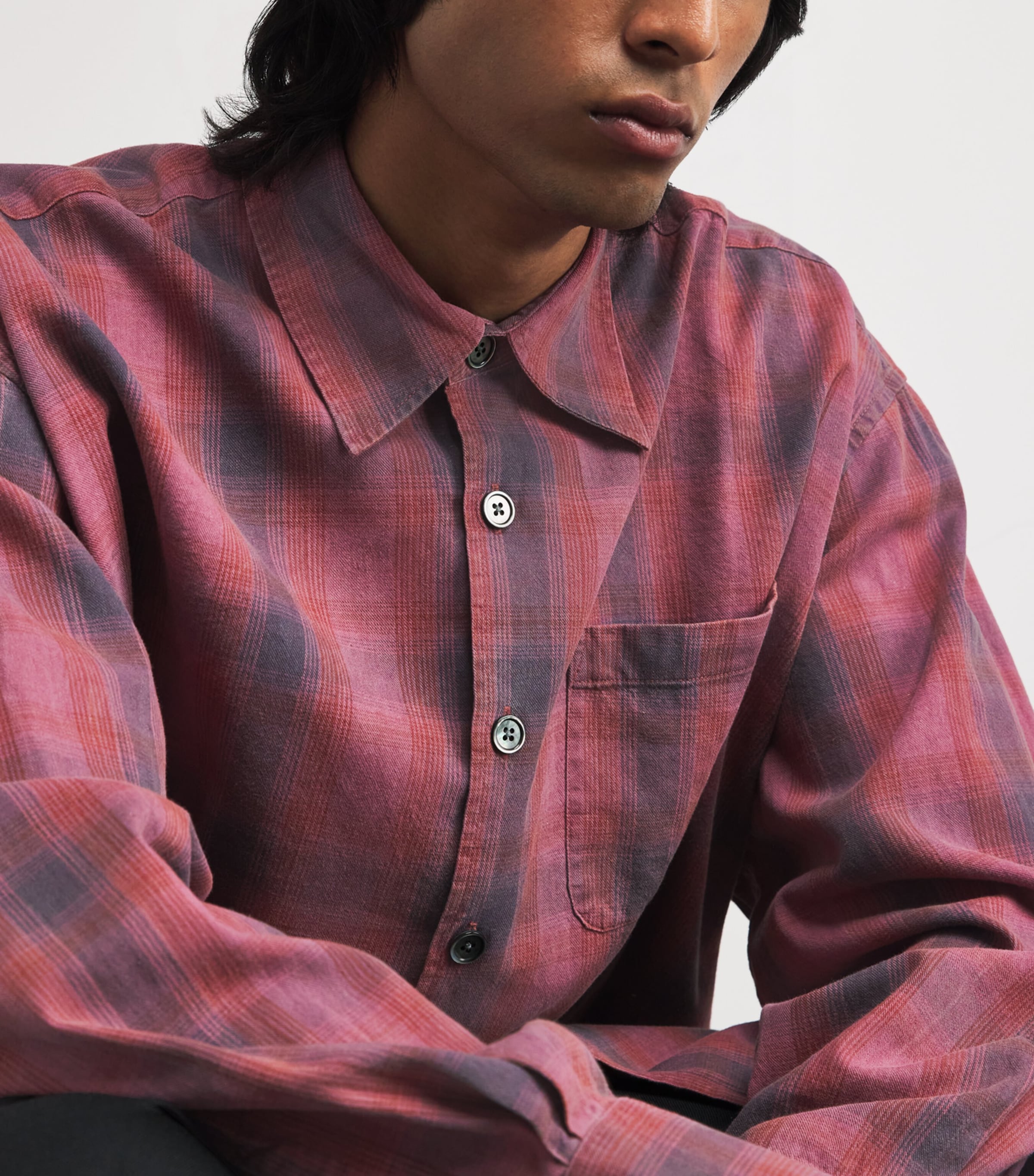 Our Legacy Grey Cotton Check Borrowed Shirt | Harrods UK
