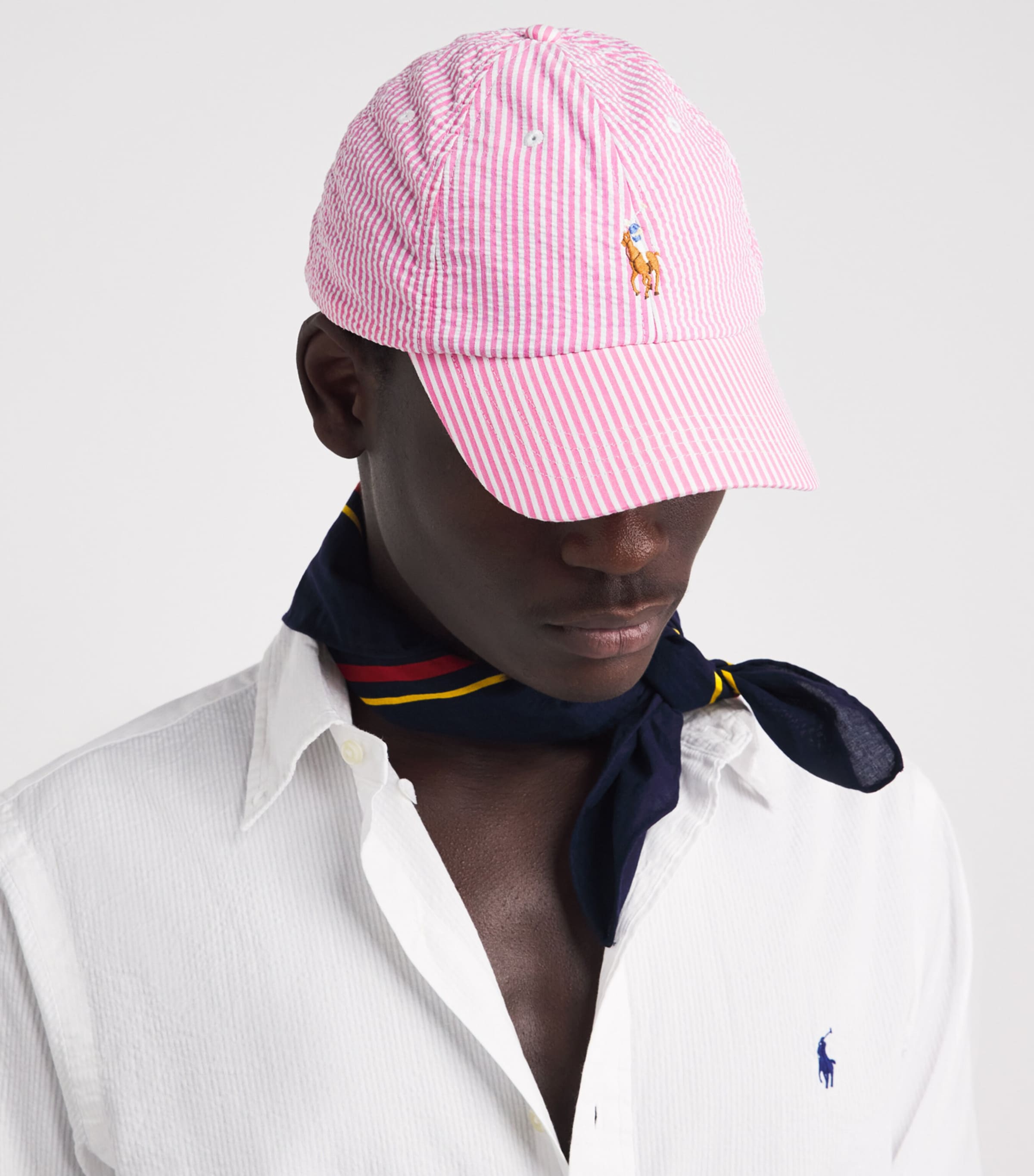 Polo Ralph Lauren Seersucker Stripe Polo Pony Cap Resort Rose Sersckr Image 2