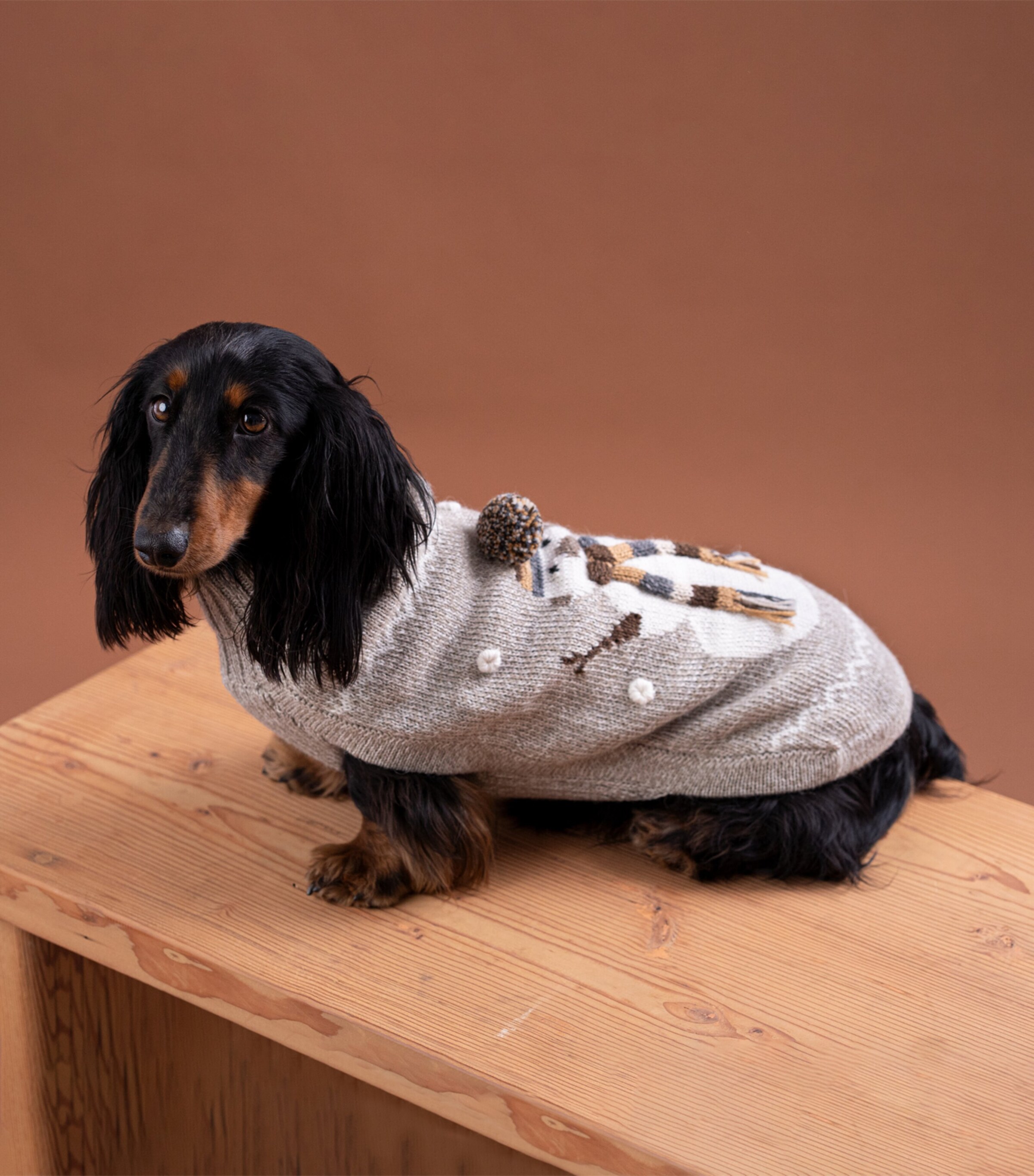 Alpaca-Blend Snowman Dog Sweater BEIGE Image 4