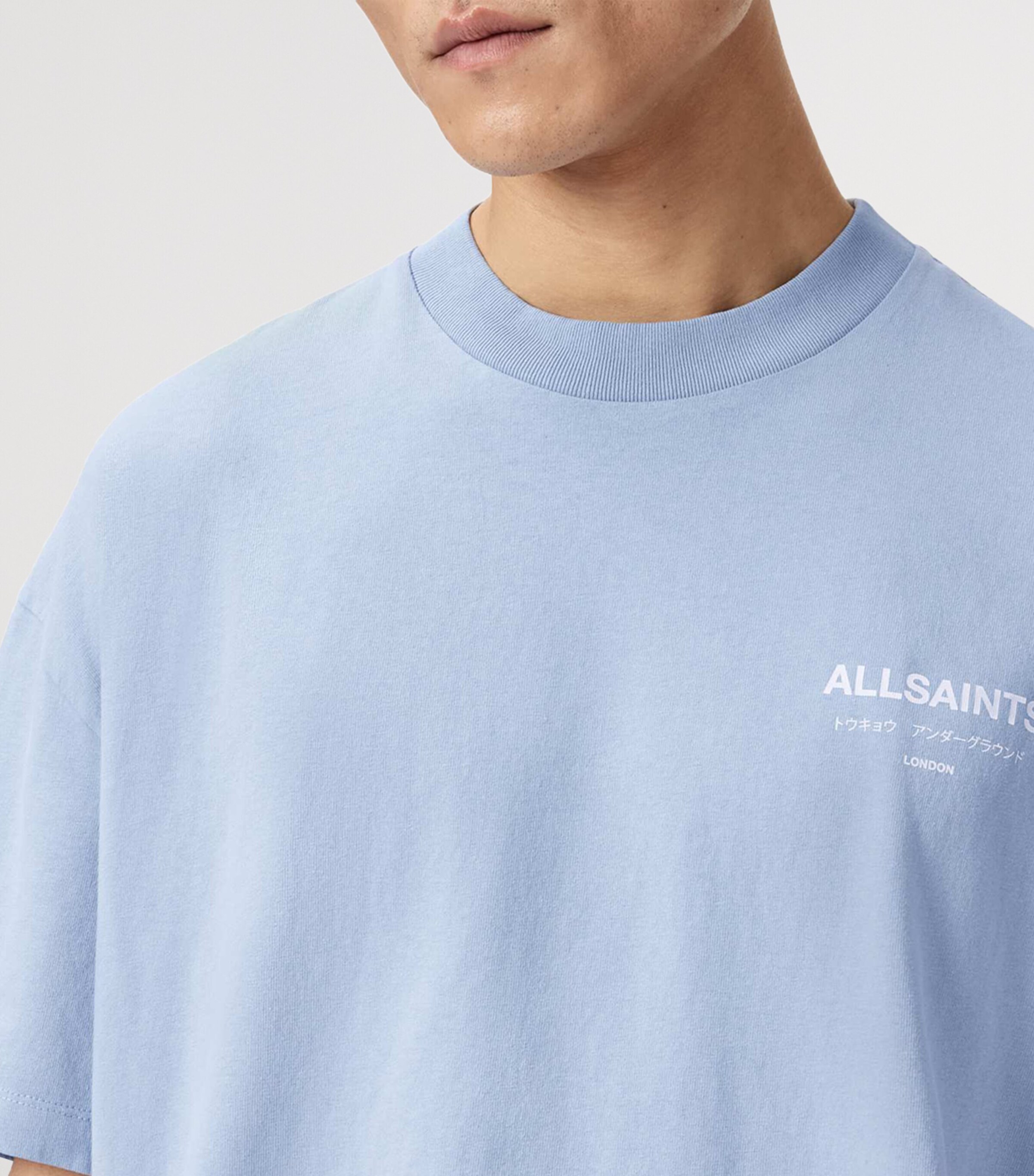 AllSaints Mens Organic Cotton Underground T-Shirt Villa Blue Image 6