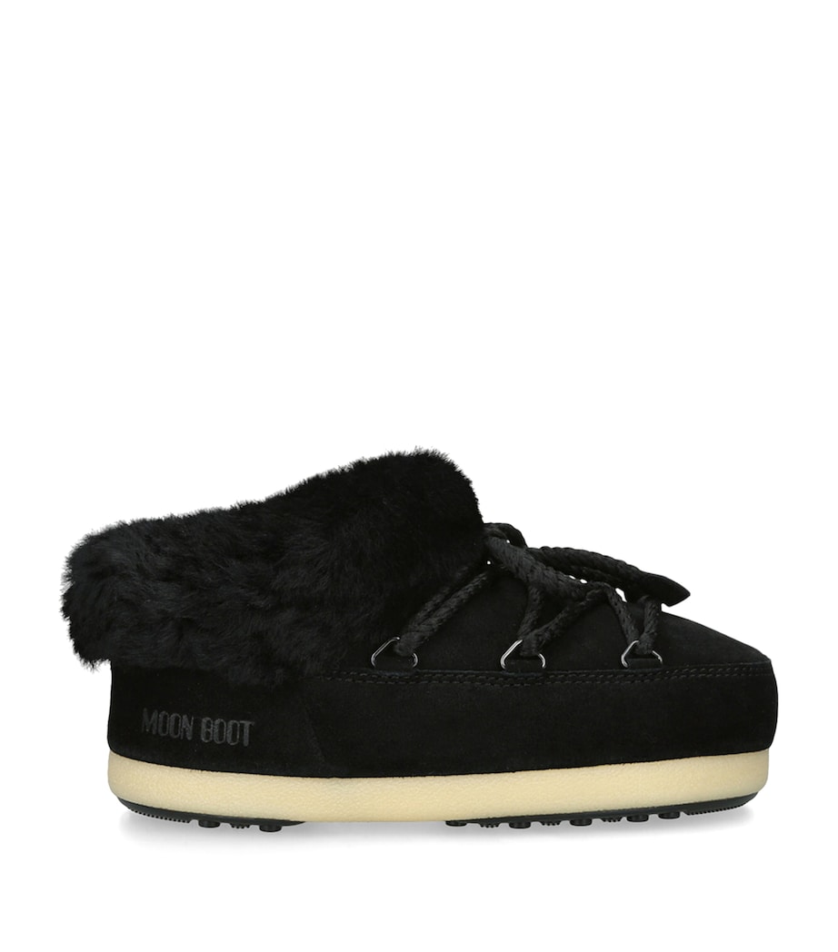Suede Shearling-Trim EVX Mules BLACK/COMB Image 1