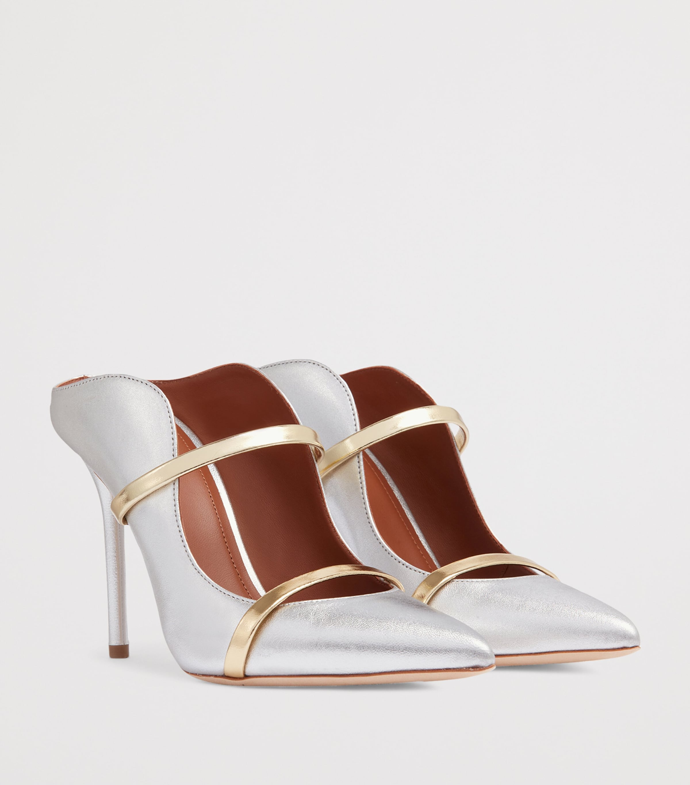 Metallic Leather Maureen Mules 100 SILVER Image 3