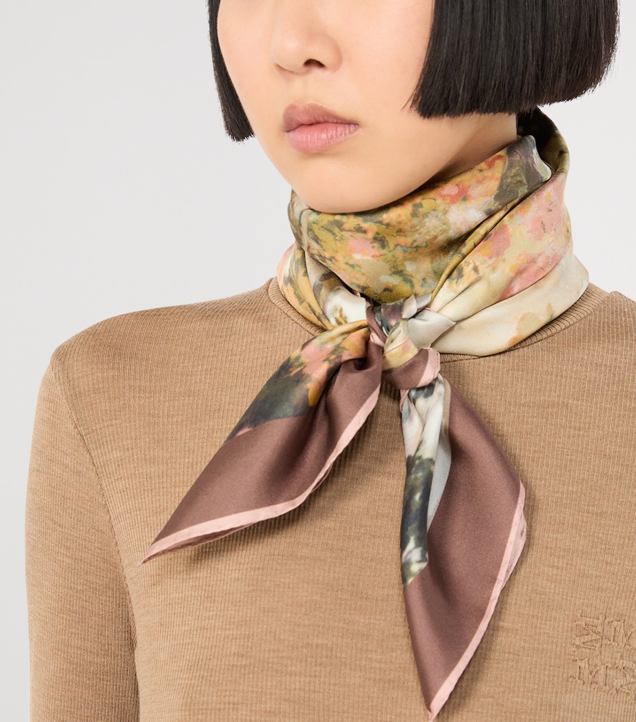 Max Mara Silk Printed Square Scarf Sand Image 2