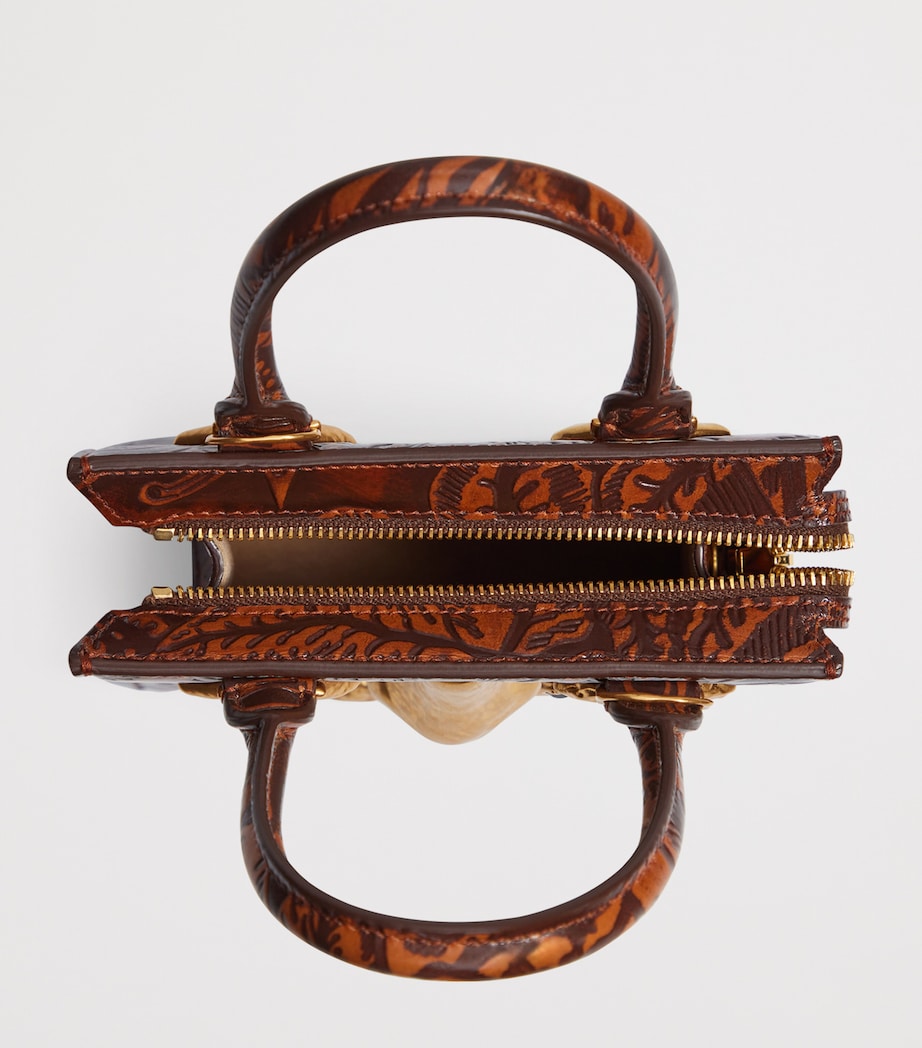 Mini Etched-Leather Face Top-Handle Bag 872 BROWN/ TAN Image 5