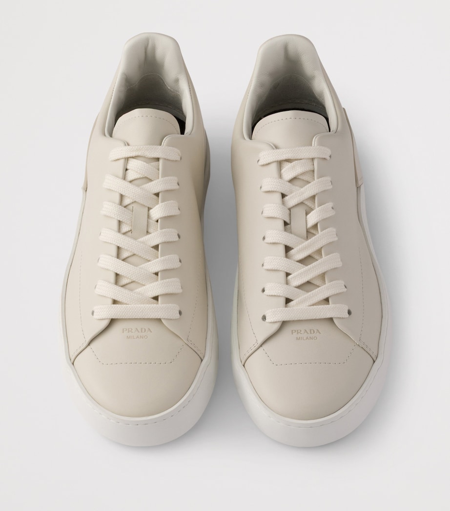 Prada Leather Court Low-Top Sneakers Neutral Image 3