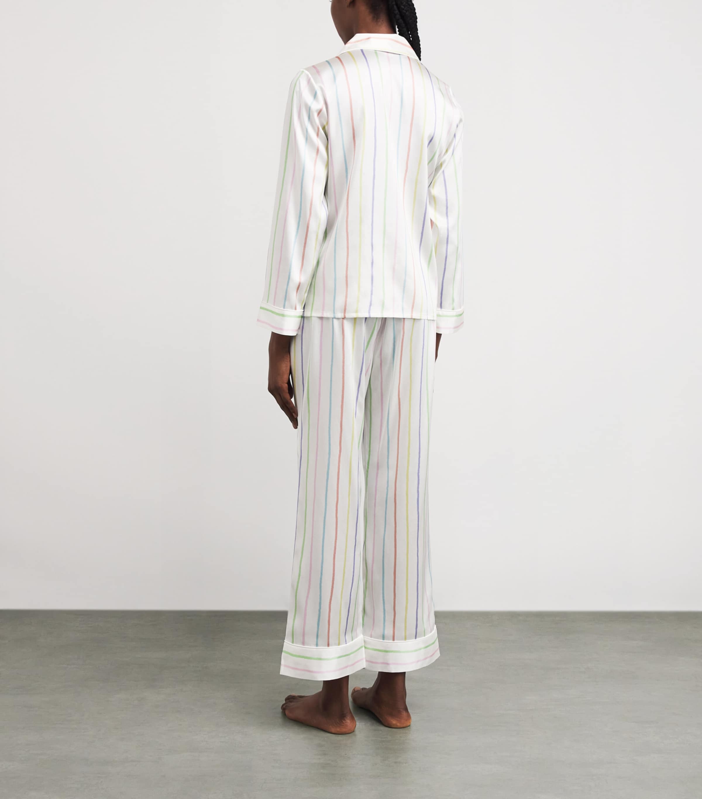 Silk-Blend Ocean Stripe Pyjama Set OCEAN STRIPE Image 3