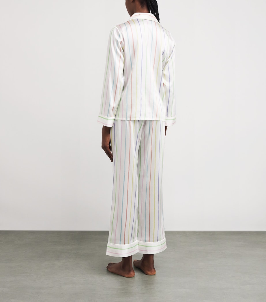 Silk-Blend Ocean Stripe Pyjama Set OCEAN STRIPE Image 3