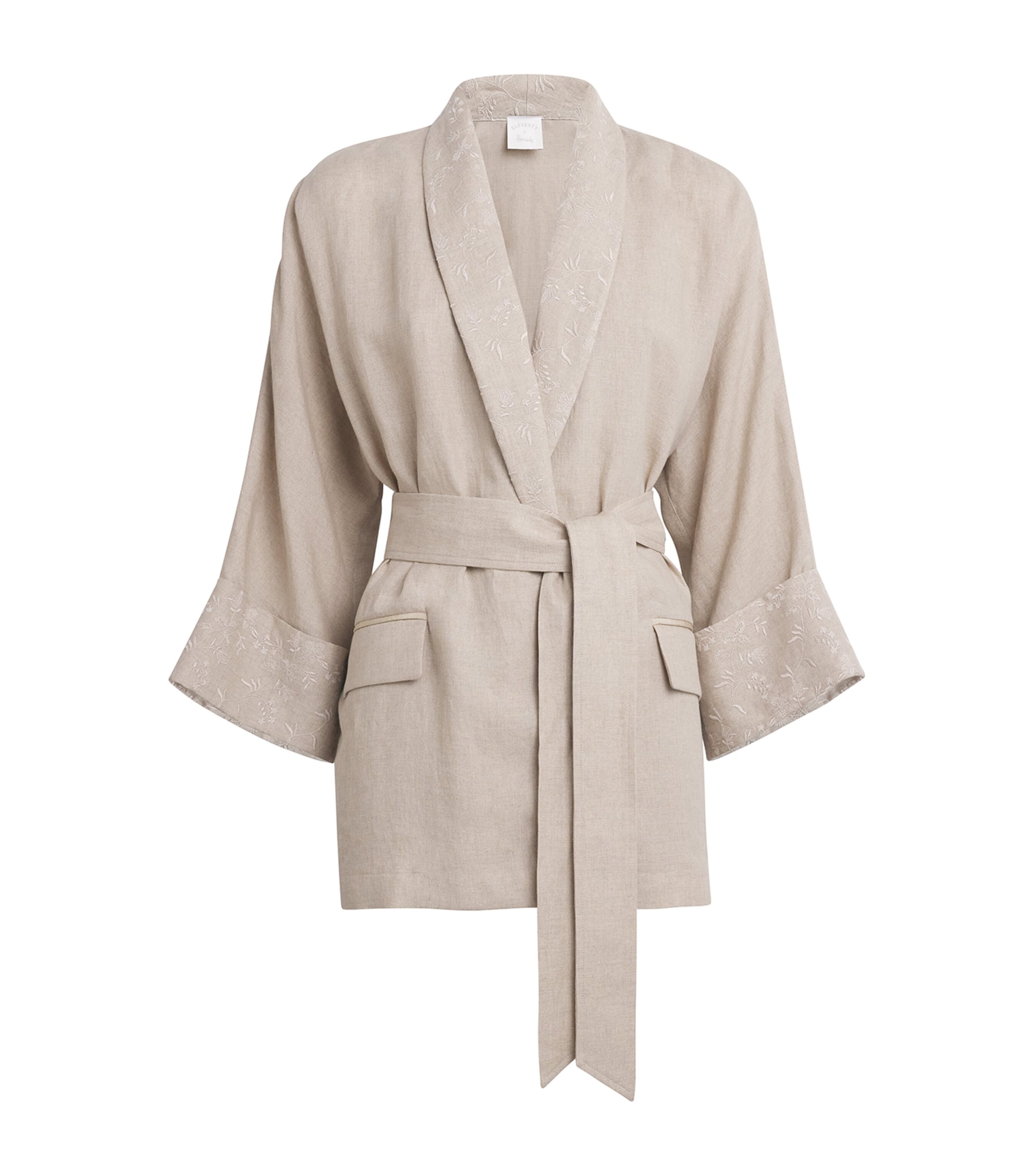 Eleventy X Harrods Linen Belted Blazer In Brown