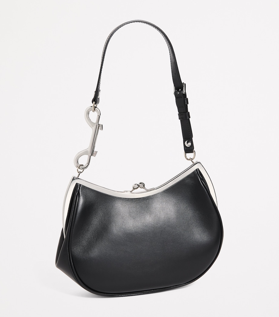 Leather Charm Frame Purse Shoulder Bag N402 BLACK Image 3