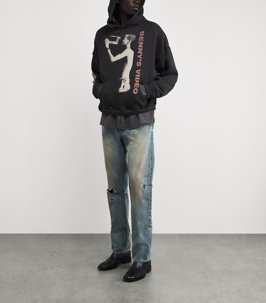 Enfants Riches Déprimés Mens Cotton Benny’s Video Hoodie Faded Black Image 2