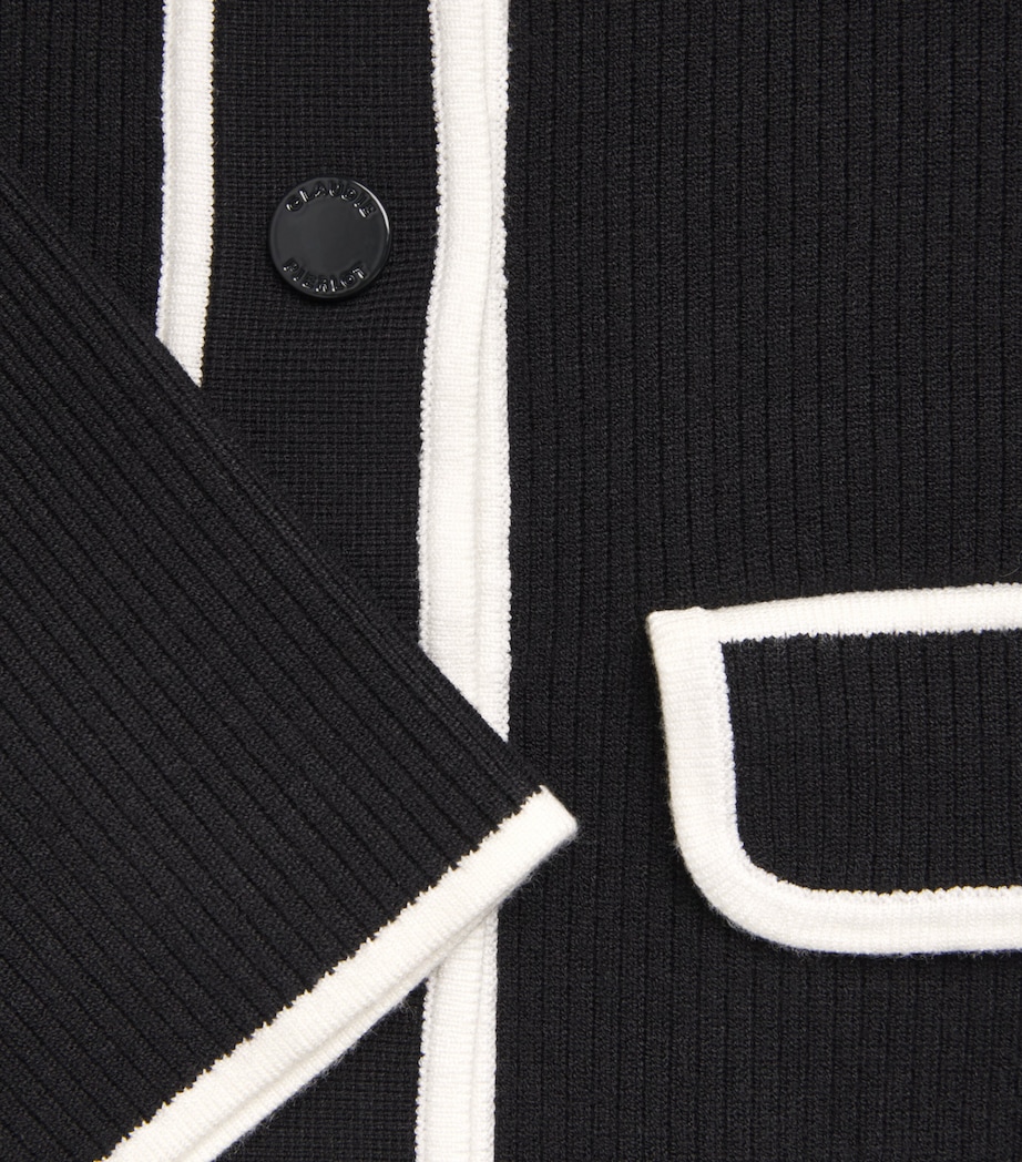 Contrast-Trim Cardigan BLACK Image 5