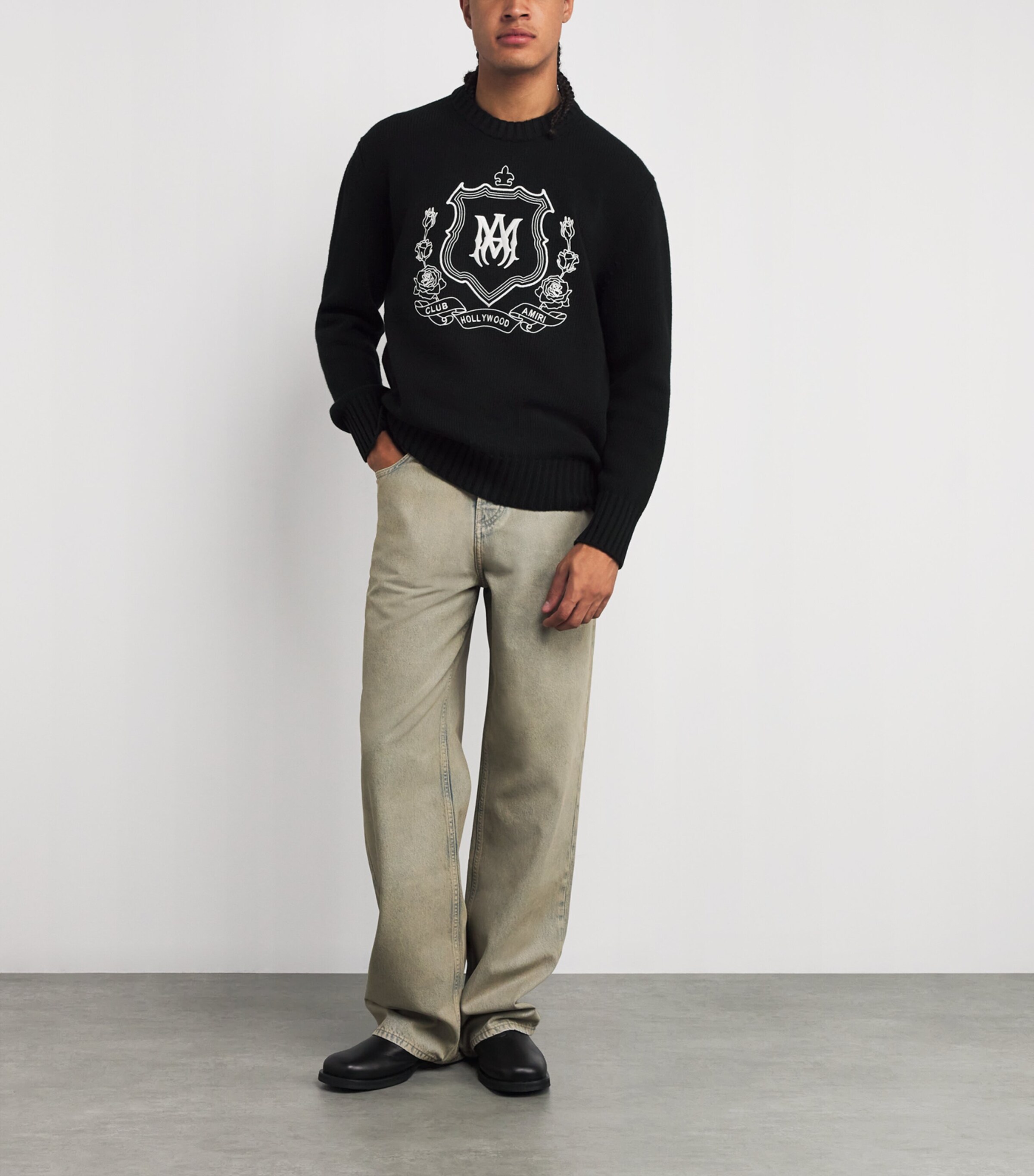 AMIRI Wool Crest Logo Sweater | Men Clothing | Knitwear | Jumpers | Designers | AMIRI AMIRI Wool Crest Logo Sweater | Men Clothing | Knitwear | Jumpers | Designers | AMIRI