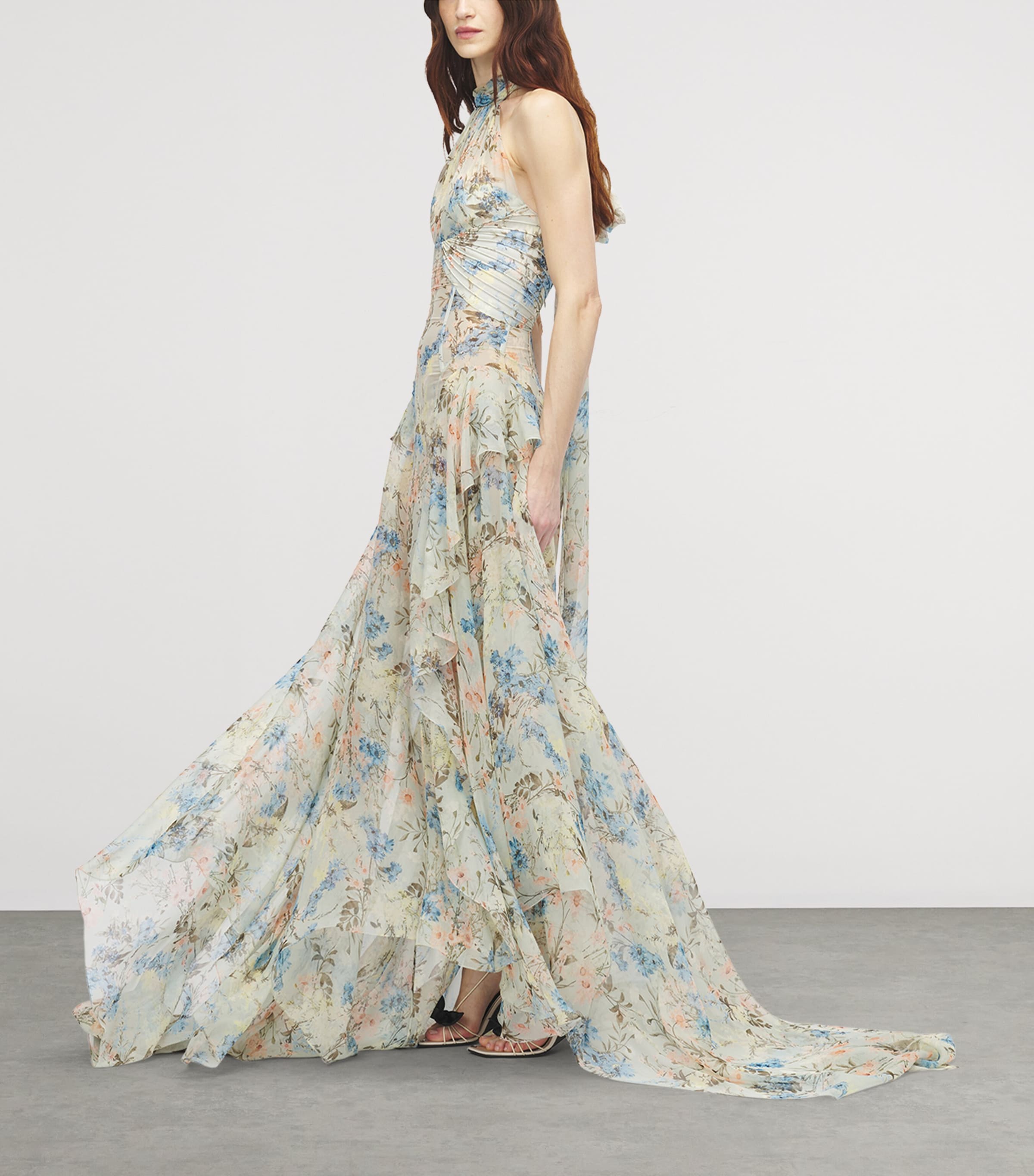 McQueen Womens Silk Floral Maxi Dress Image 4
