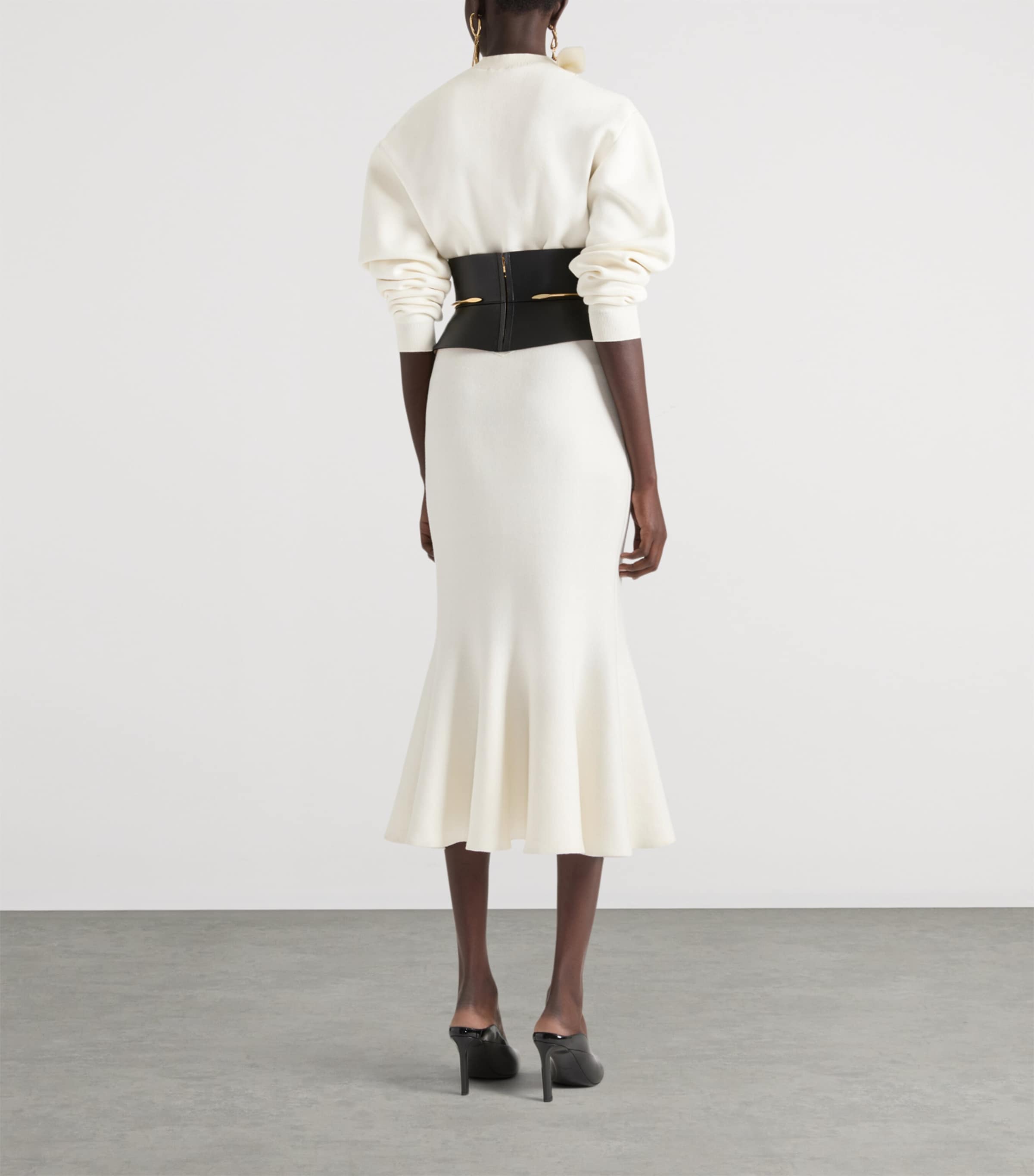 Wool-Cotton Midi Dress IVORY Image 3