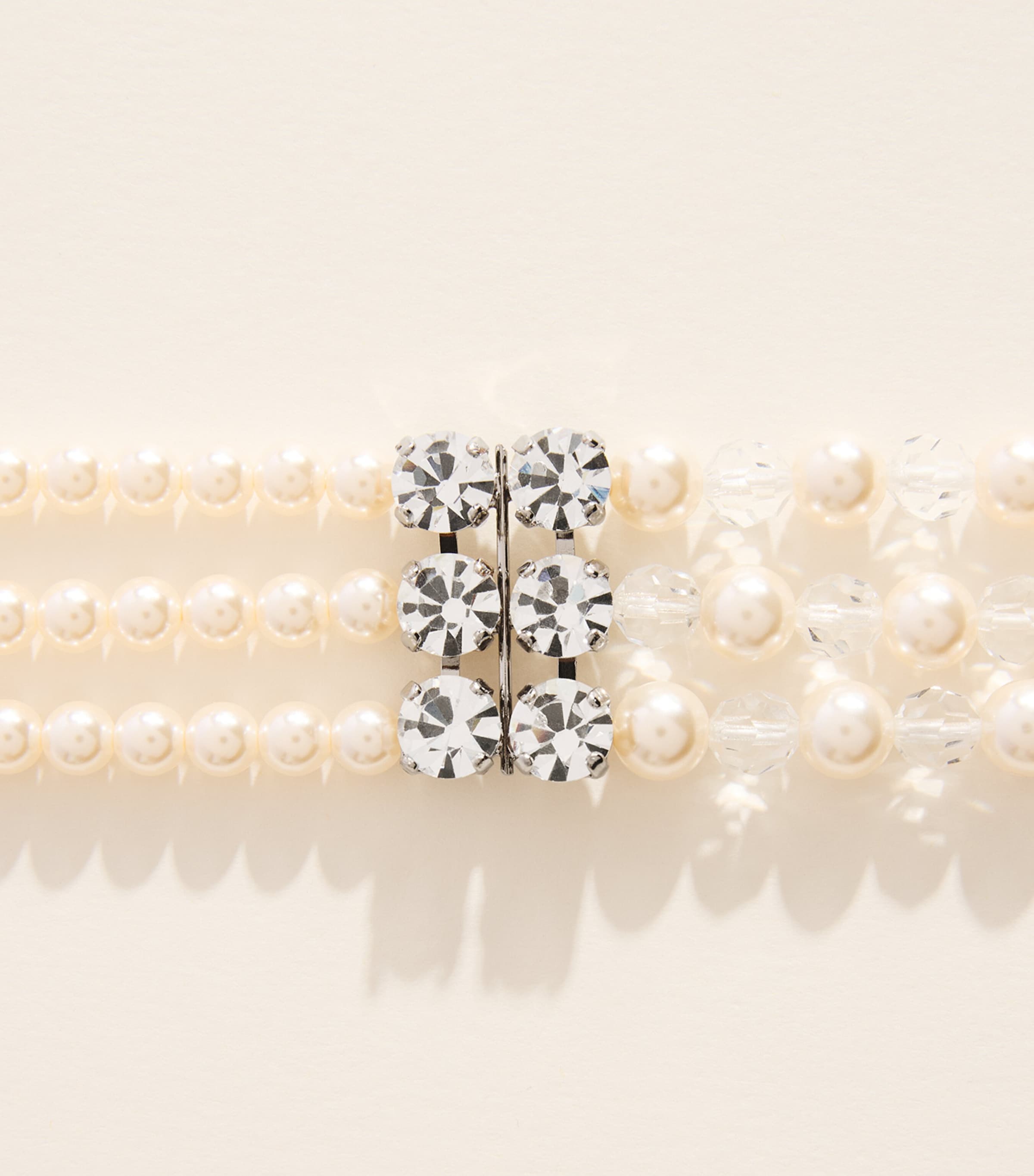 Alessandra Rich Faux Pearl Layered Necklace Cry Silver Image 5