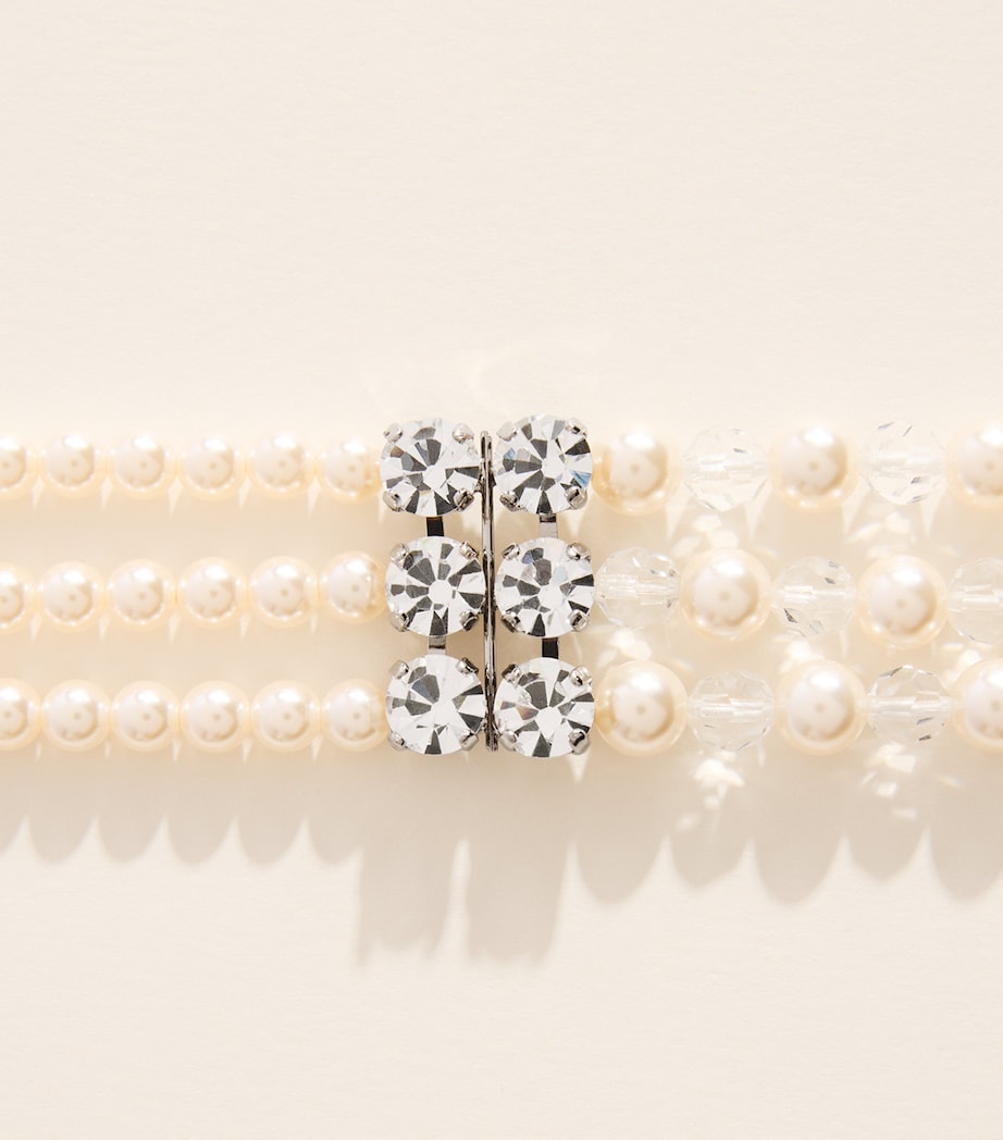 Alessandra Rich Faux Pearl Layered Necklace Cry Silver Image 5