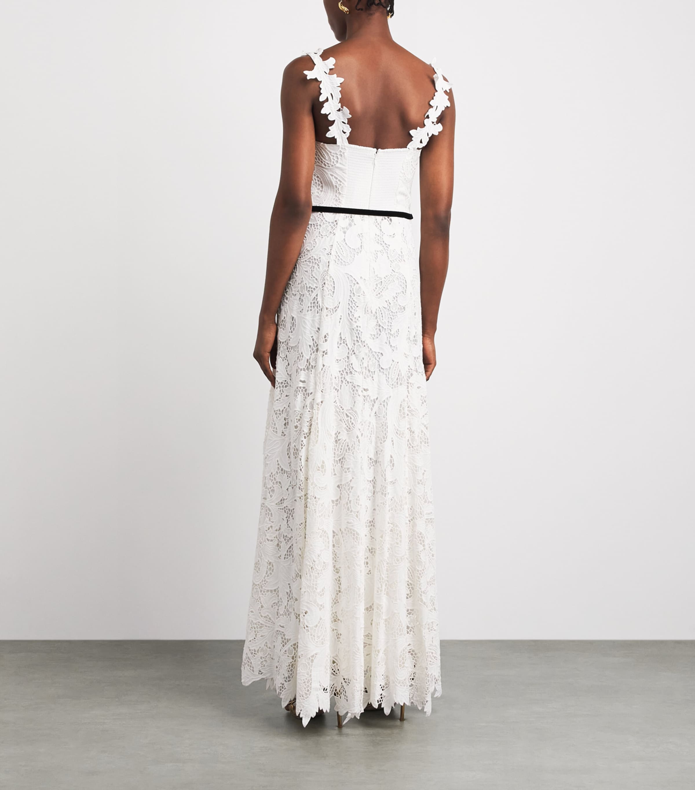 Alice+Olivia Womens Lace Calla Maxi Dress Off White Image 4