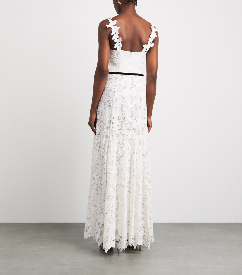 Alice+Olivia Womens Lace Calla Maxi Dress Off White Image 4