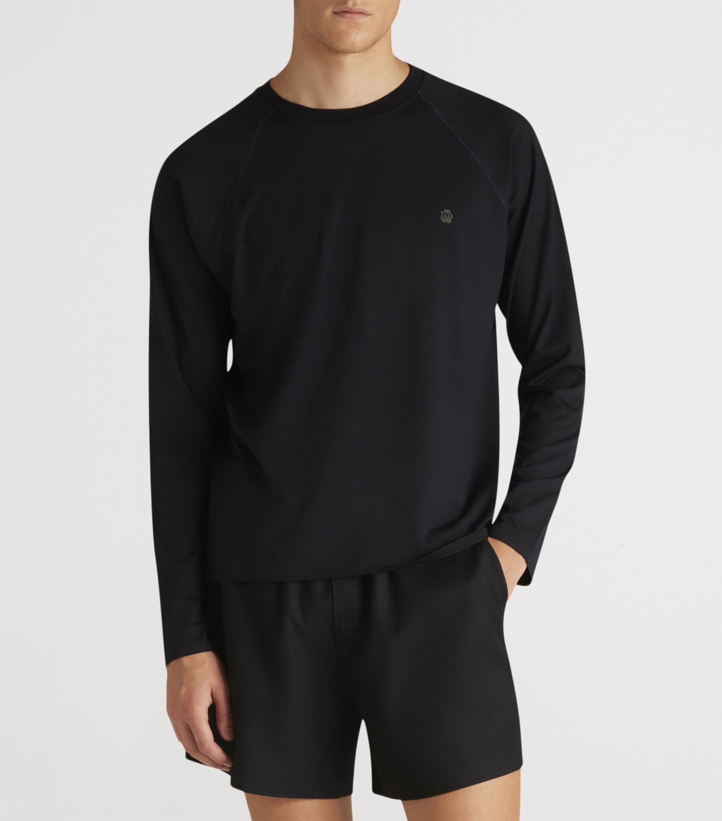 Dunhill Mens Wool Athluxury Long-Sleeve T-Shirt Navy Image 3