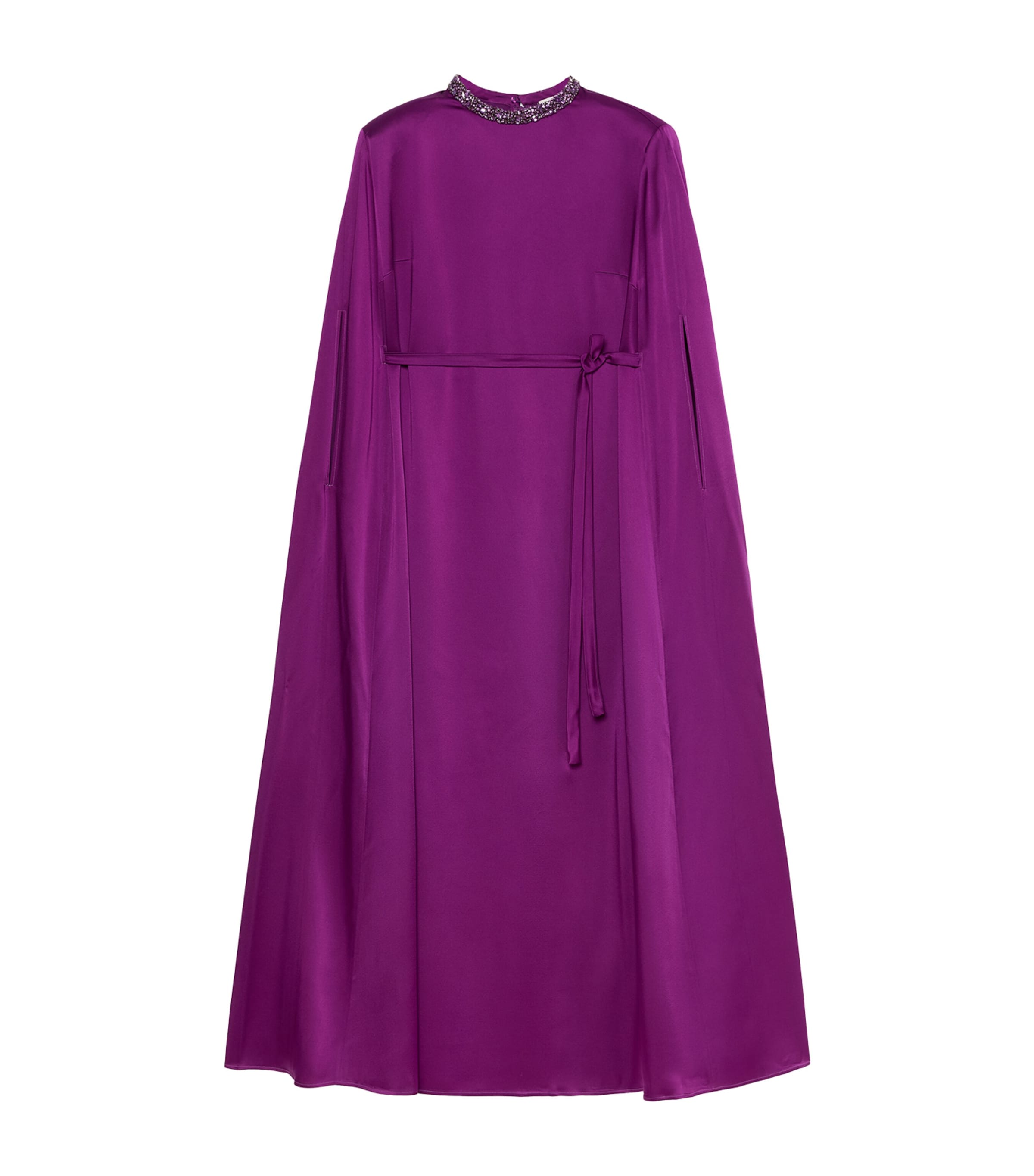 Marina Rinaldi Womens Satin Embellished Maxi Cape Dress Fuxia Viola Image 1