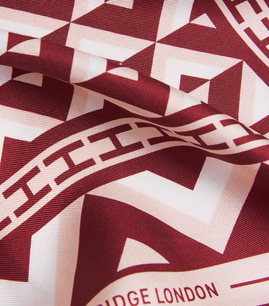 Silk Geometric Print Square Scarf PINK Image 6