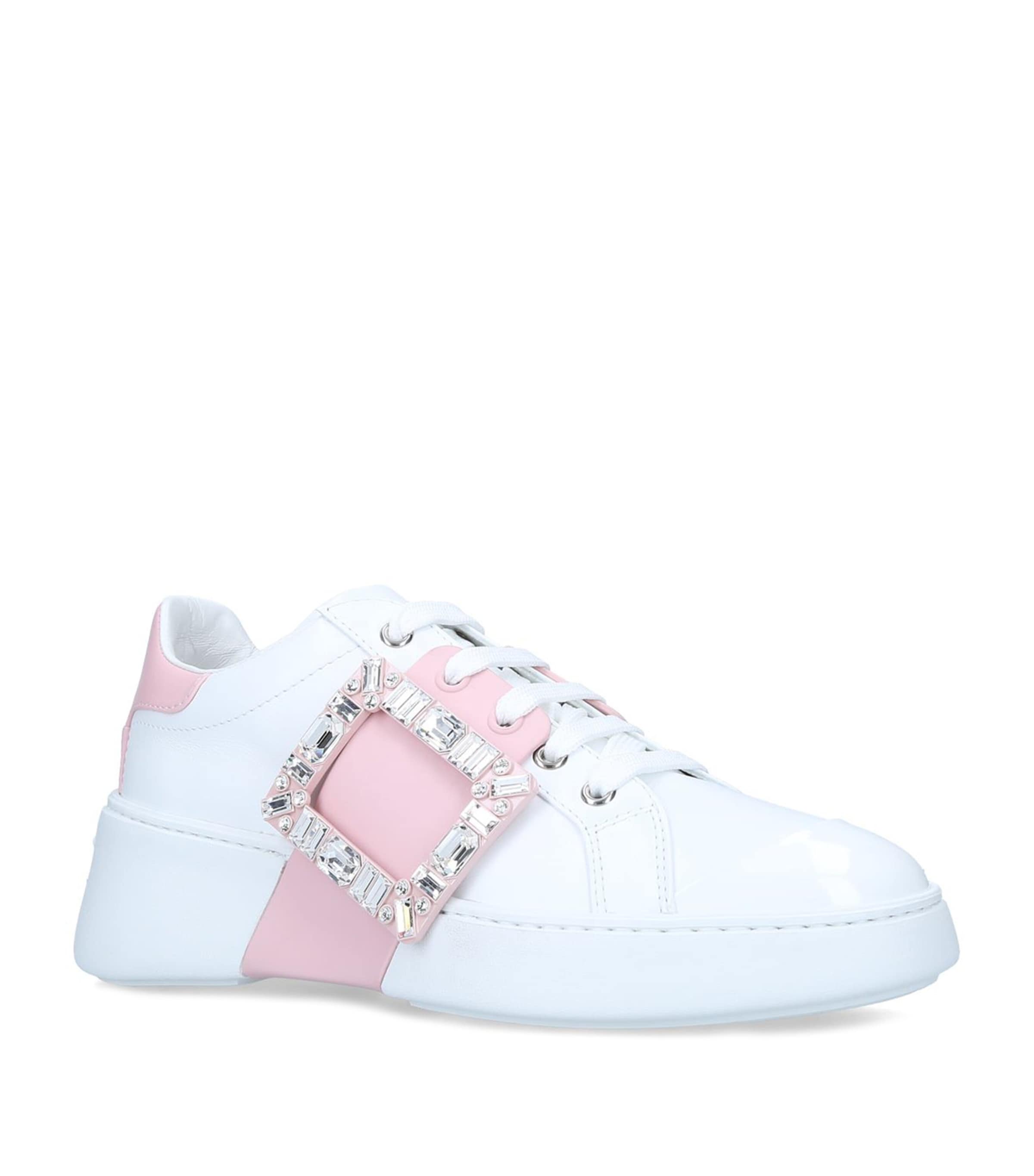 ROGER VIVIER LEATHER EMBELLISHED VIV SKATE SNEAKERS 