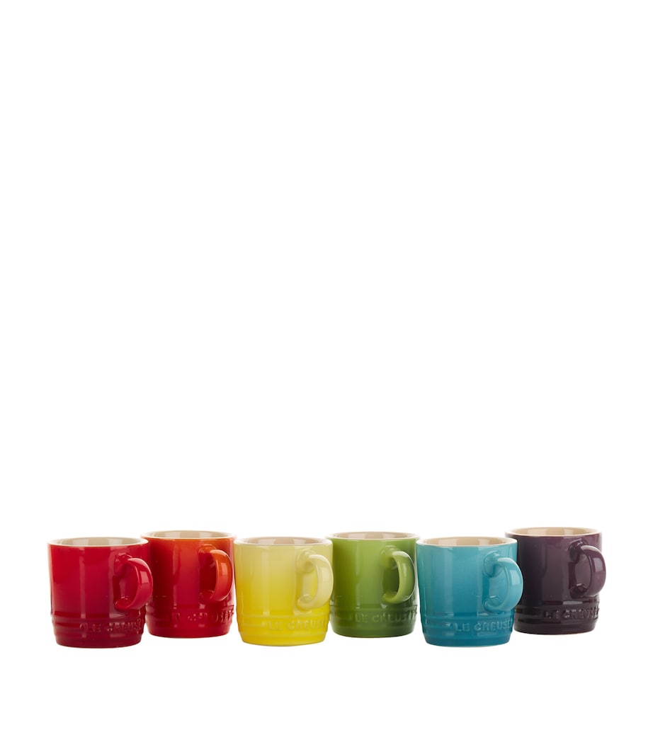 Stoneware Rainbow Espresso Mugs (Set of 6) MULTI Image 4