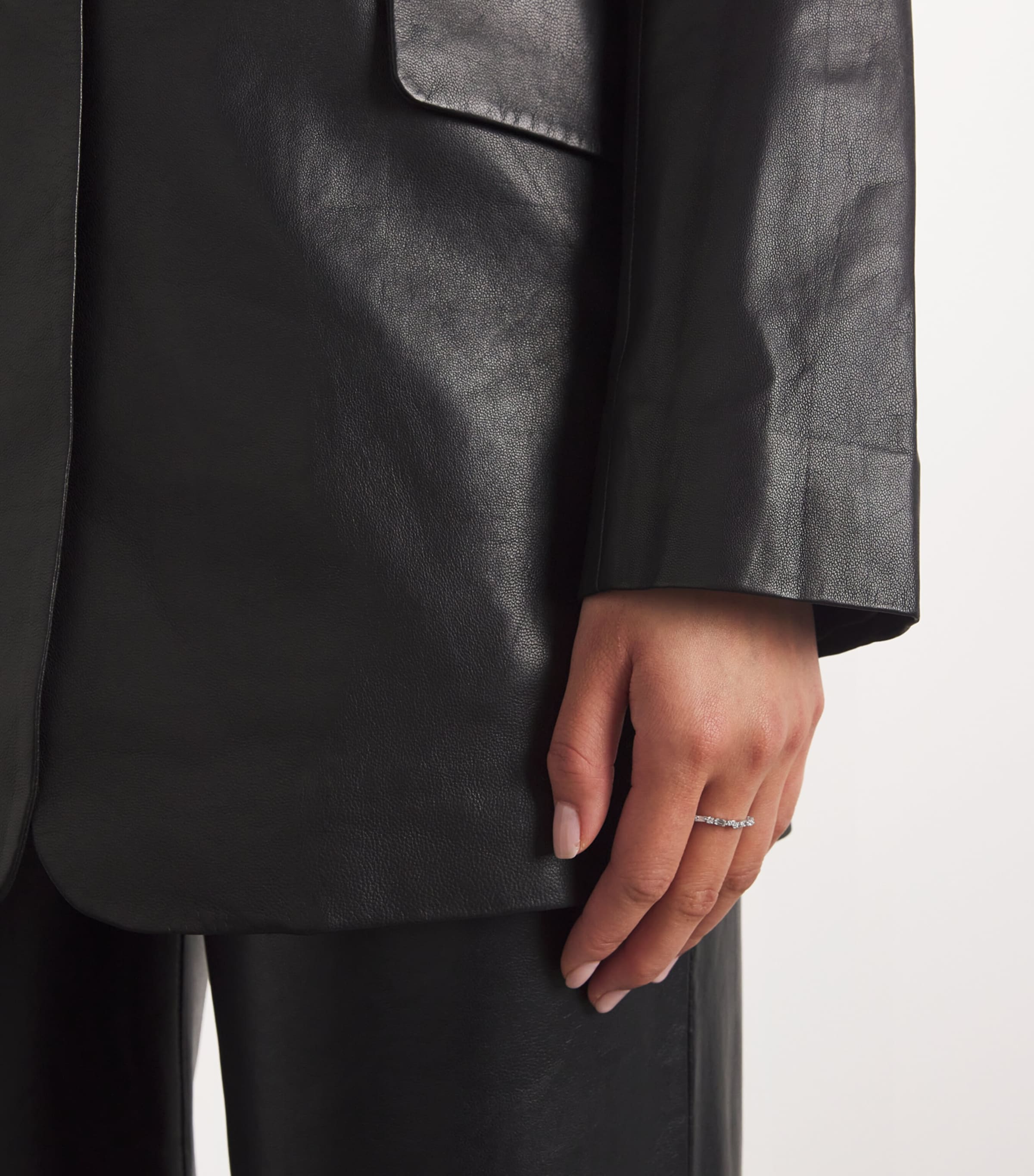 White Gold and Diamond Thin Mix Ring 18K WG/WD Image 2