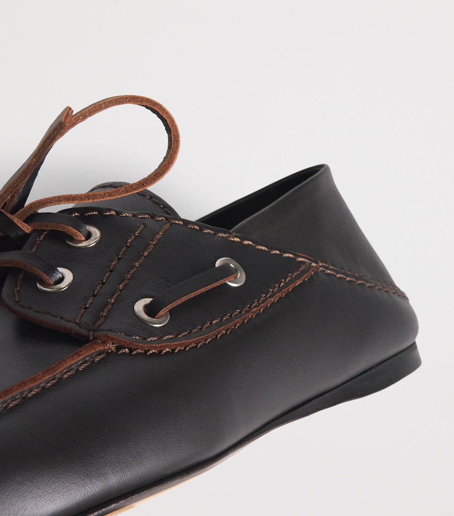 Leather Boat Shoes BROWN Image 5