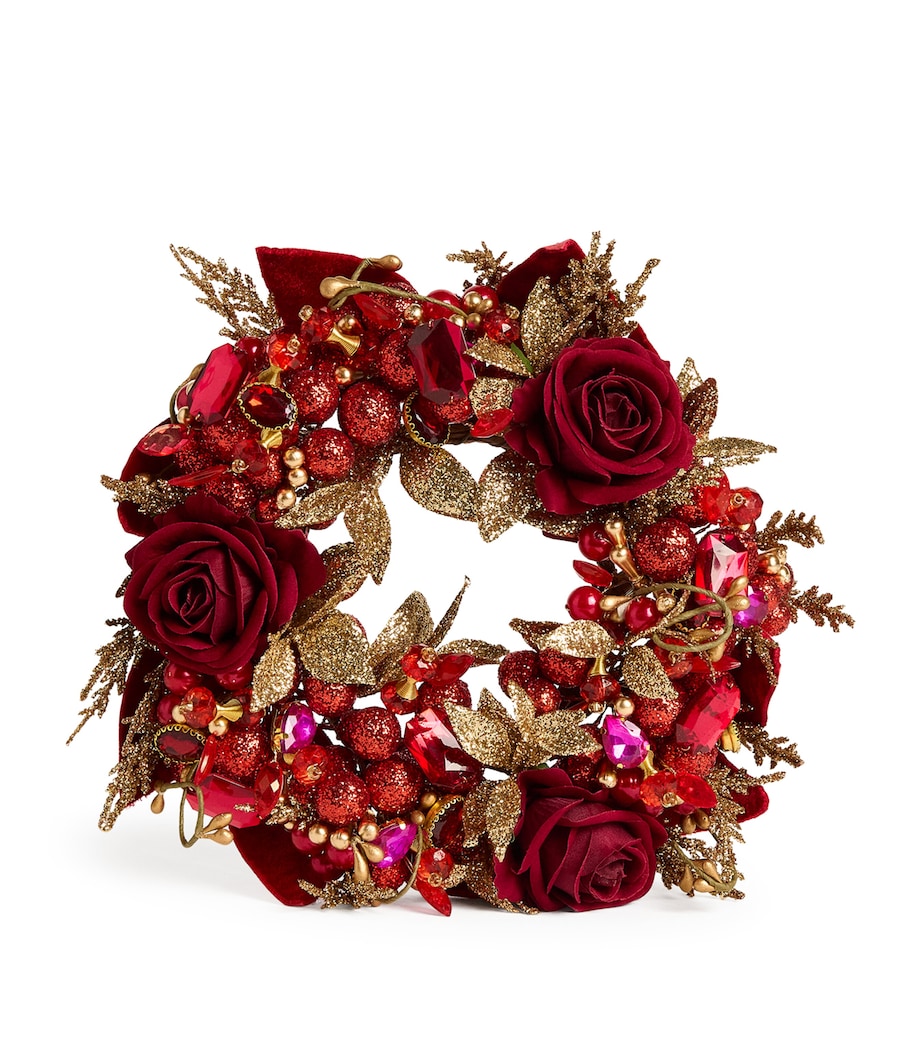 Embellished Ring Wreath (10cm) RED / GOLD Image 1