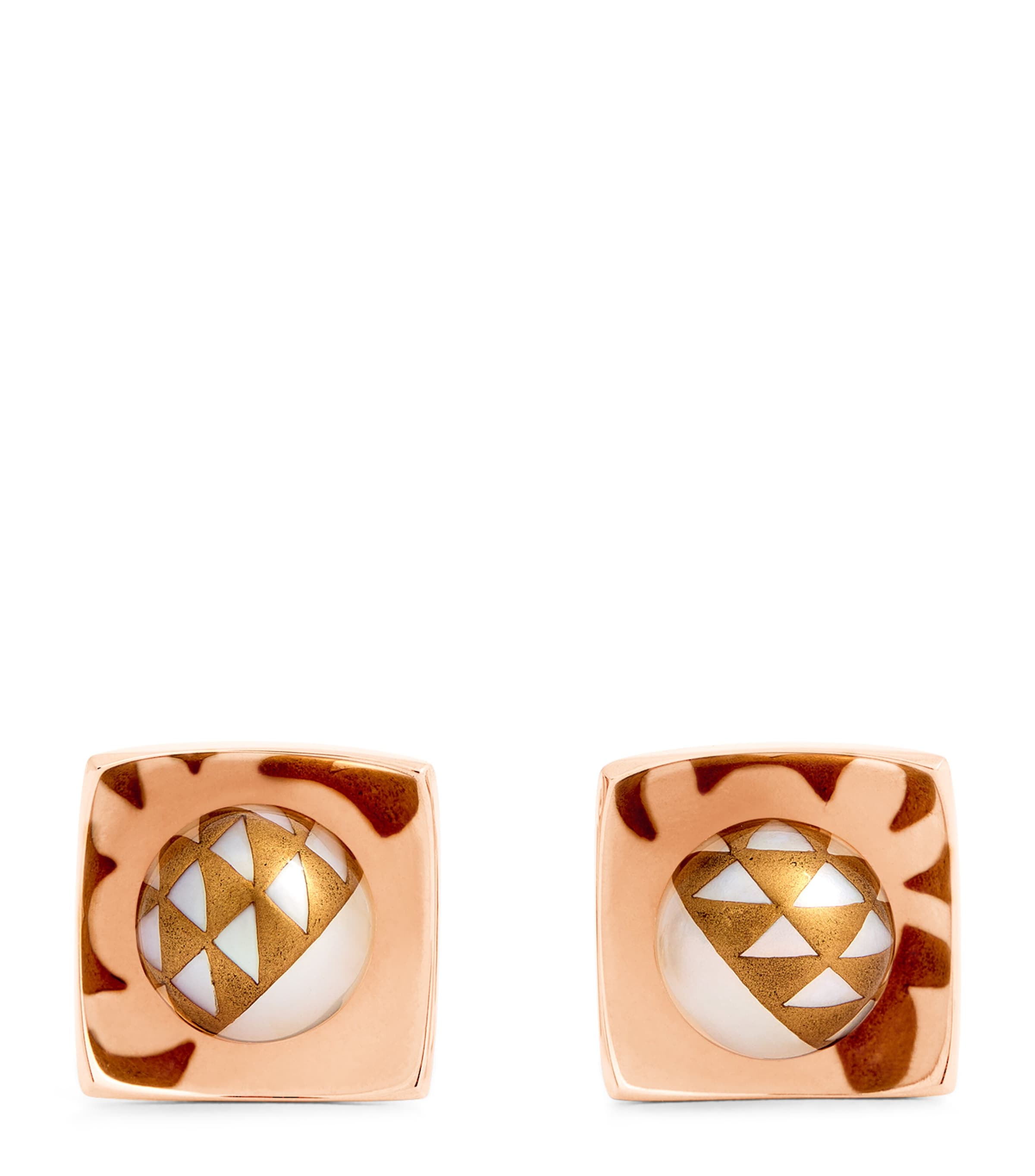 Shop Tateossian Rose Gold And Pearl Cufflinks In White