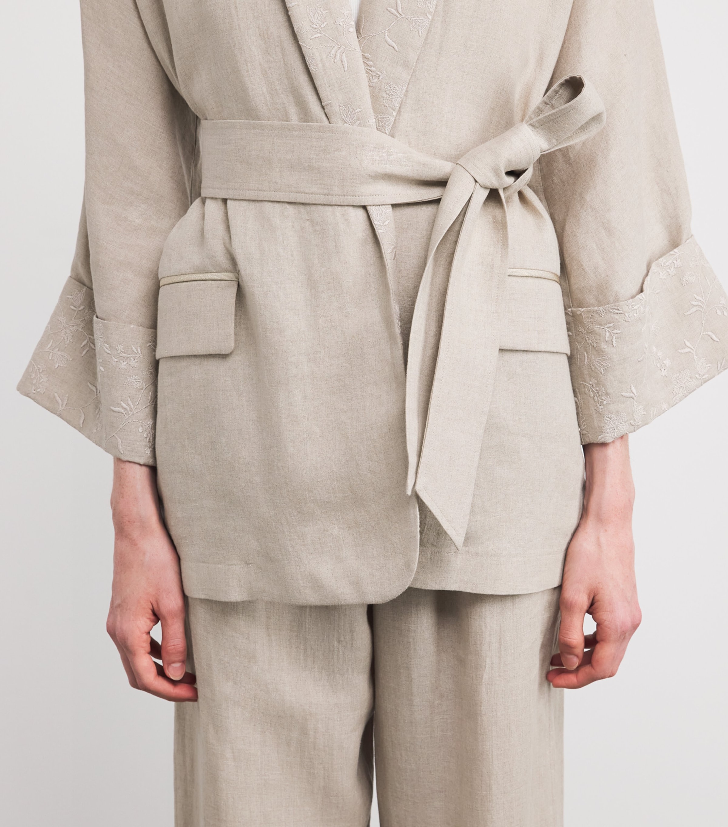 x Harrods Linen Belted Blazer SABBIA Image 6