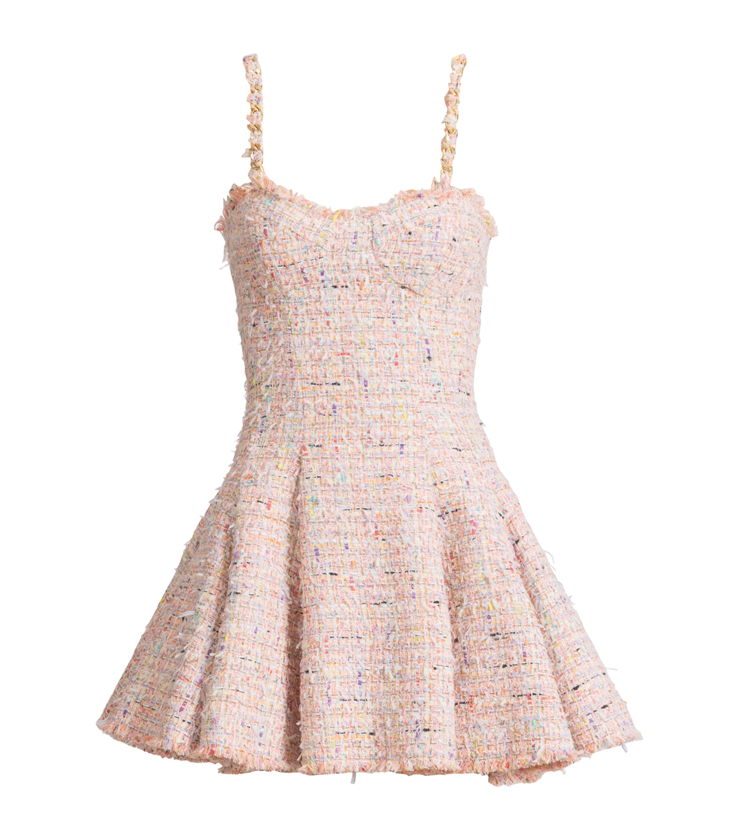 Balmain Womens Tweed Flared Mini Dress Aaa Multicolore Image 1