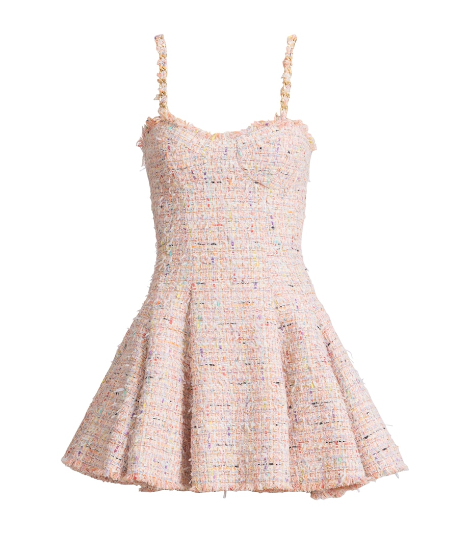 Balmain Womens Tweed Flared Mini Dress Aaa Multicolore Image 1