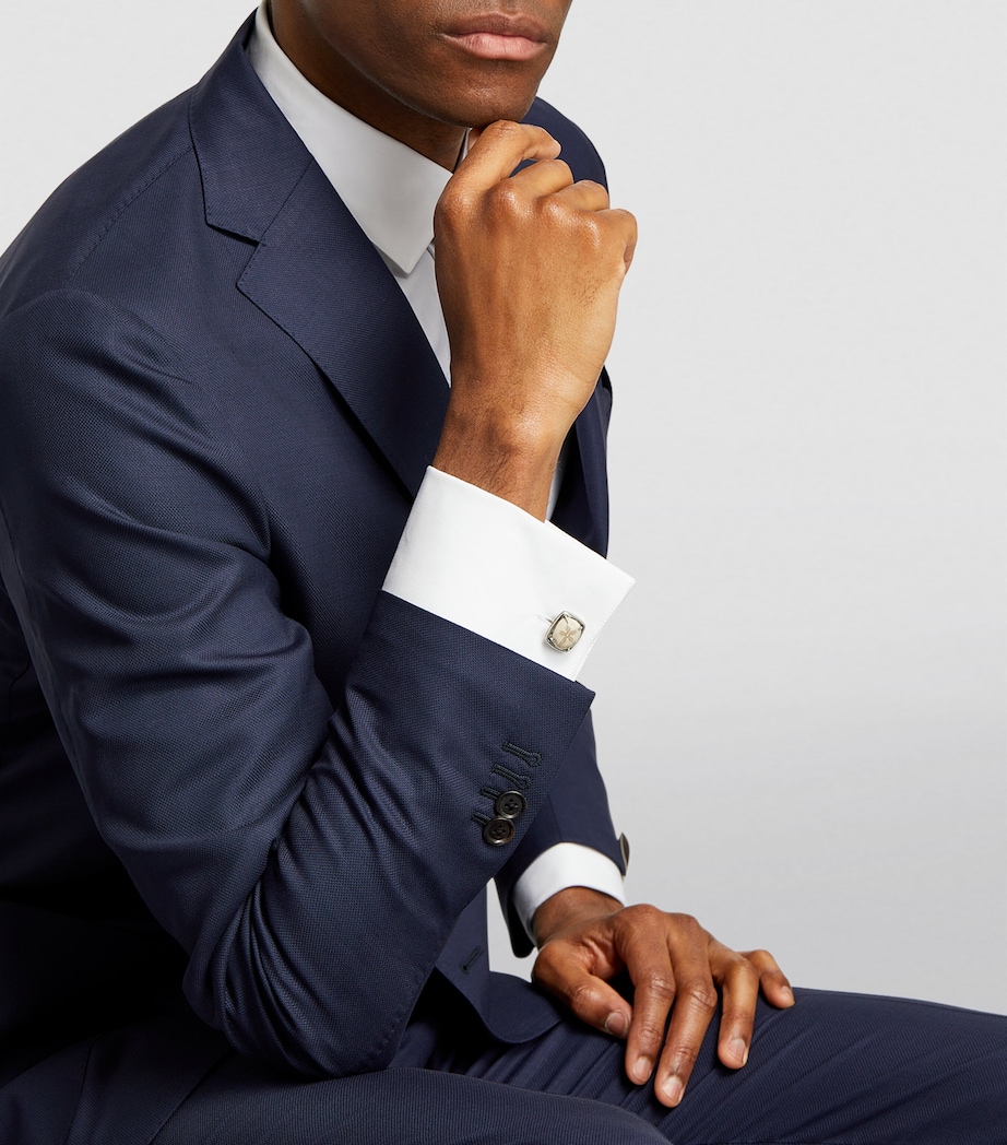 Rhodium-Plated Sterling Silver and Echinoid Cufflinks SILVER Image 5