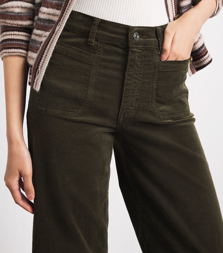 FRAME Womens Corduroy Le Slim Palazzo Wide-Leg Jeans Rich Military Image 3