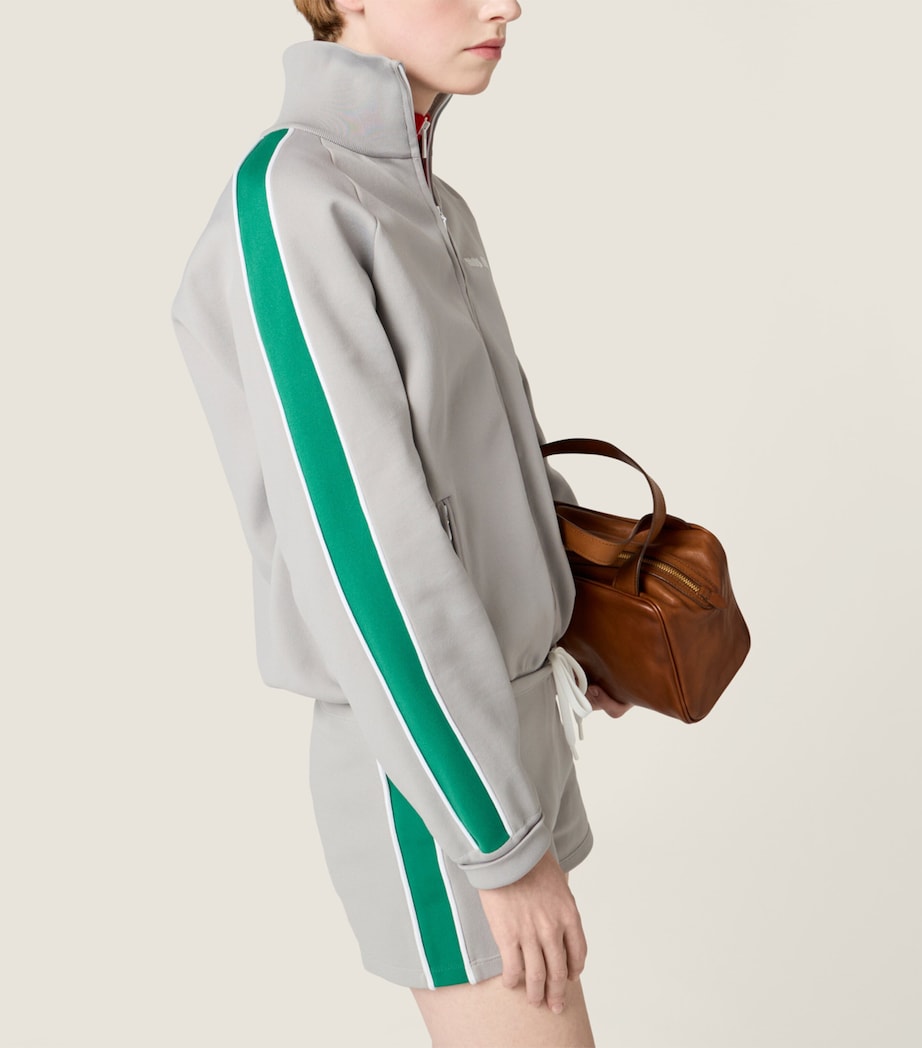 Miu Miu Womens Technical Yarn Zipped Sweatshirt Image 3