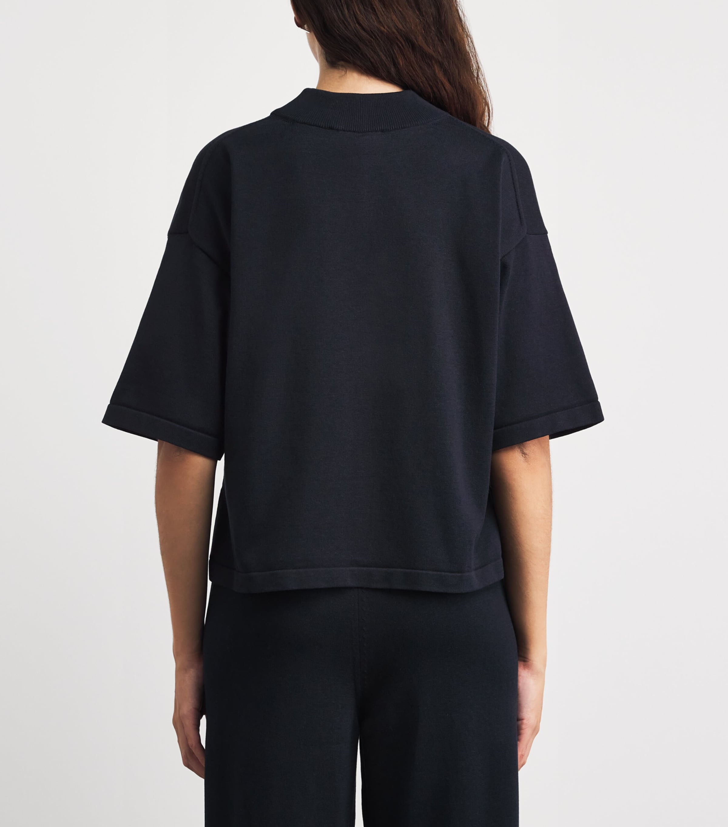 Falke Womens Silk-Cotton Mock-Neck Top Dark Navy Image 5