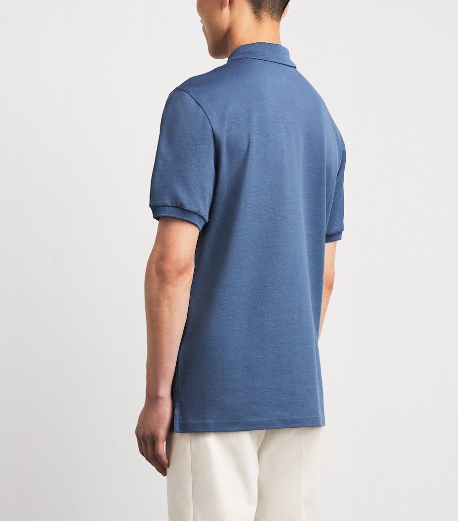 Ralph Lauren Purple Label Mens Cotton Piqué Polo Shirt Blue Horizon Image 5
