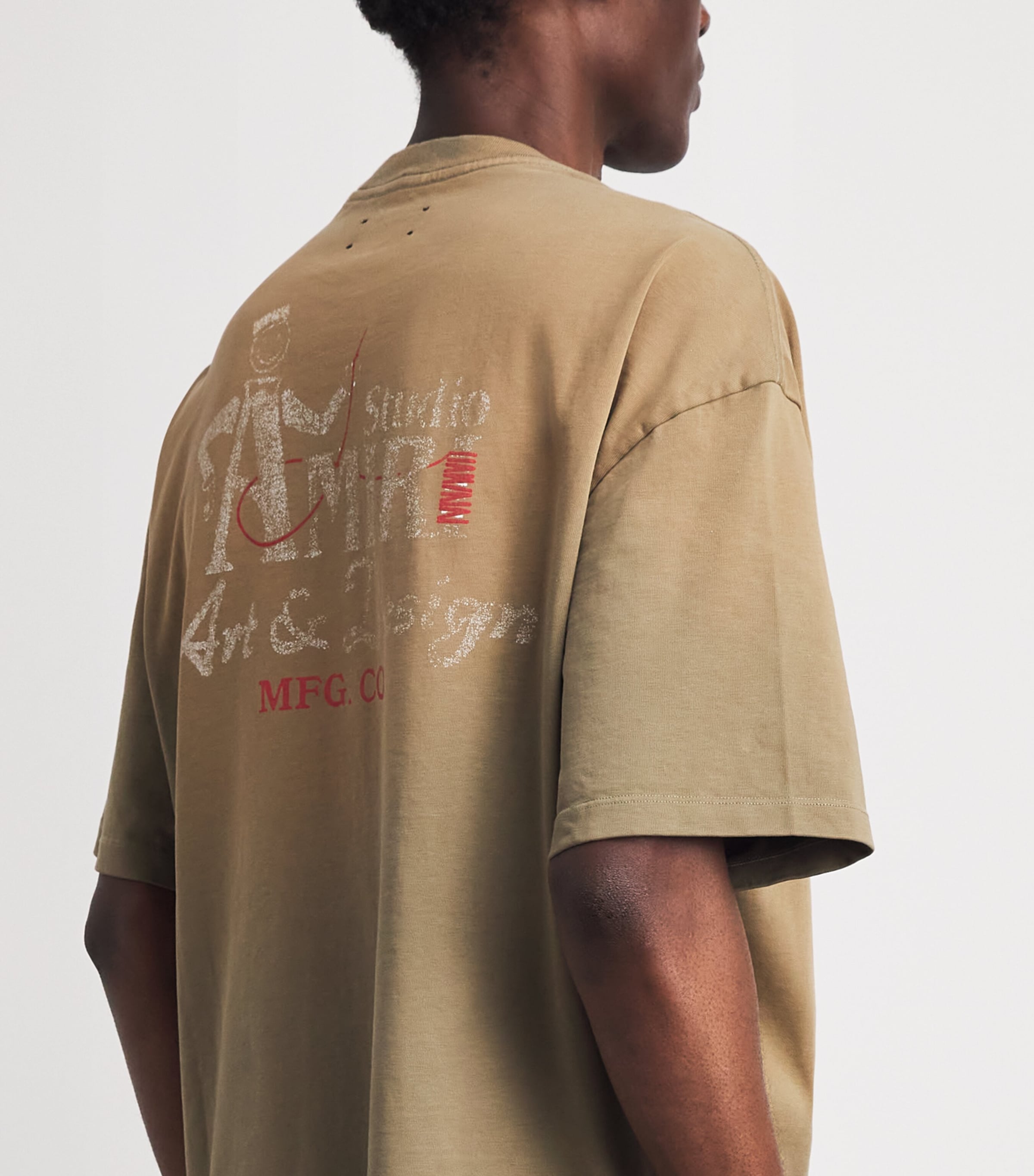 AMIRI Mens Cotton Studio Print T-Shirt Camel Image 3