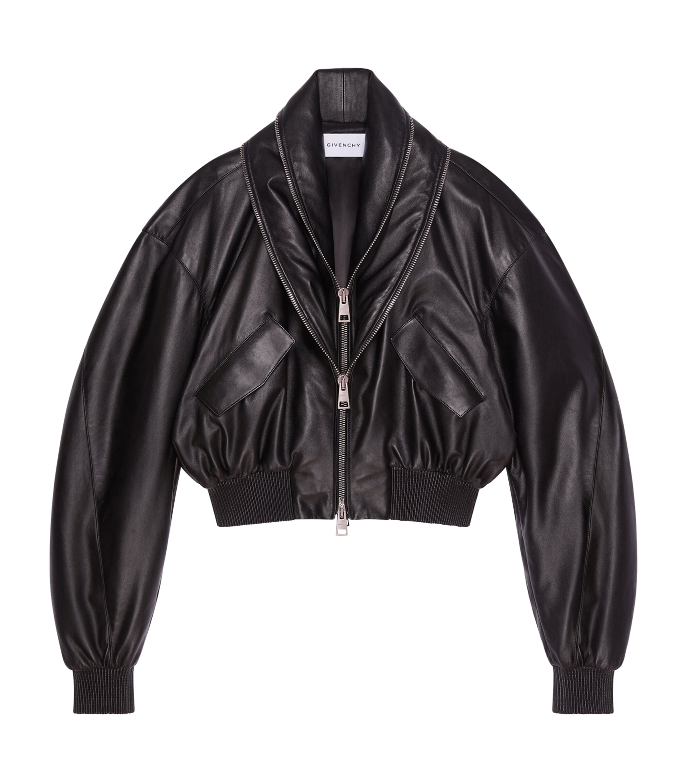 Givenchy Black Leather Shawl-Collar Bomber Jacket | Harrods US
