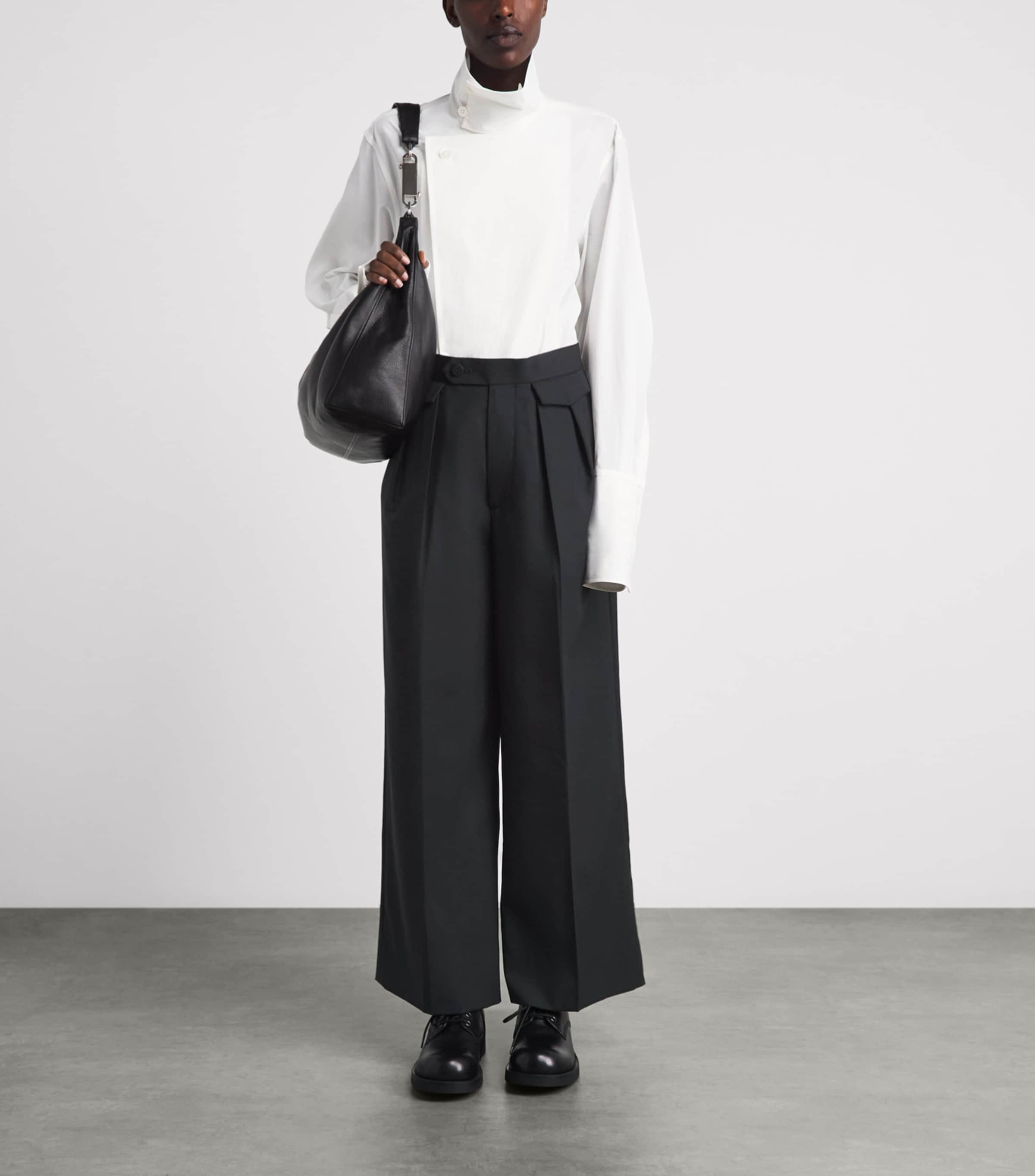Issey Miyake Womens Wool-Blend Honest Ensemble Trousers Black Image 2