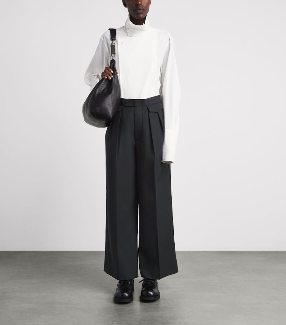 Issey Miyake Womens Wool-Blend Honest Ensemble Trousers Black Image 2
