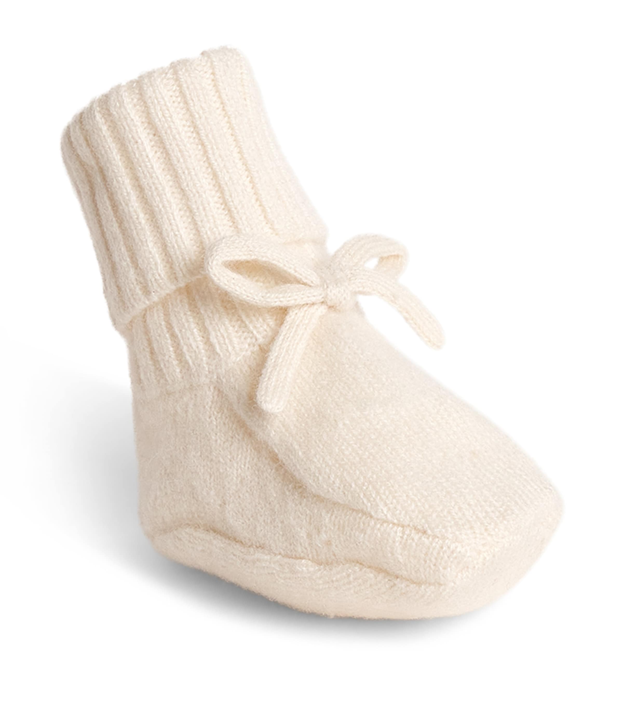 Harrods Kids' Cashmere Pointelle Booties In Ivory