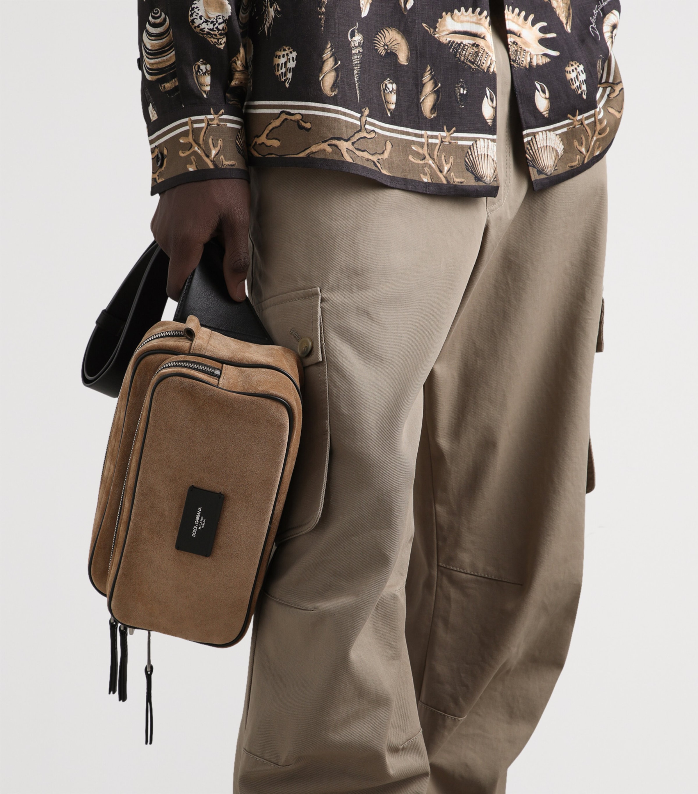 Suede Belt Bag 8M067-NUT/BLACK Image 4