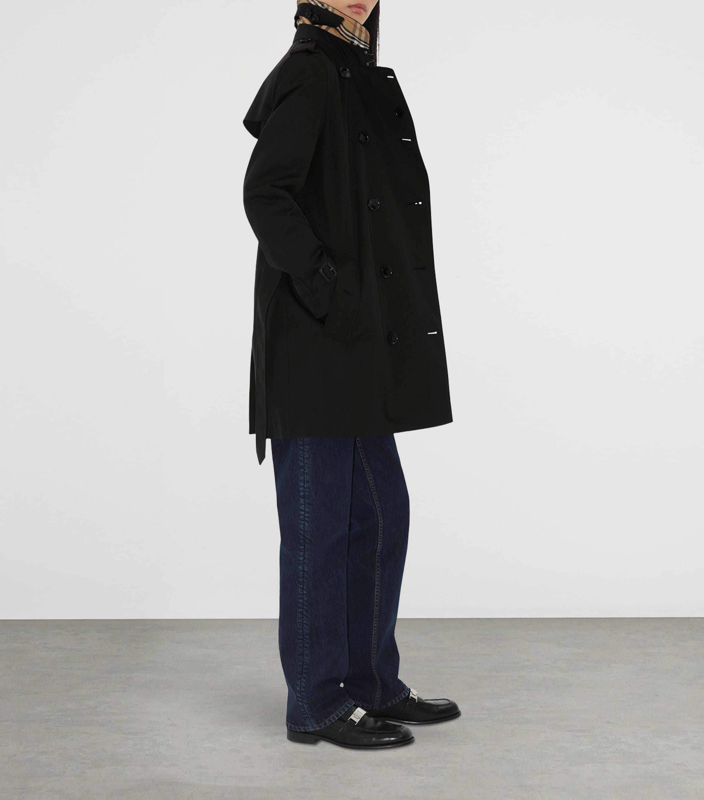 Cotton Short Kensington Heritage Trench Coat BLACK Image 3